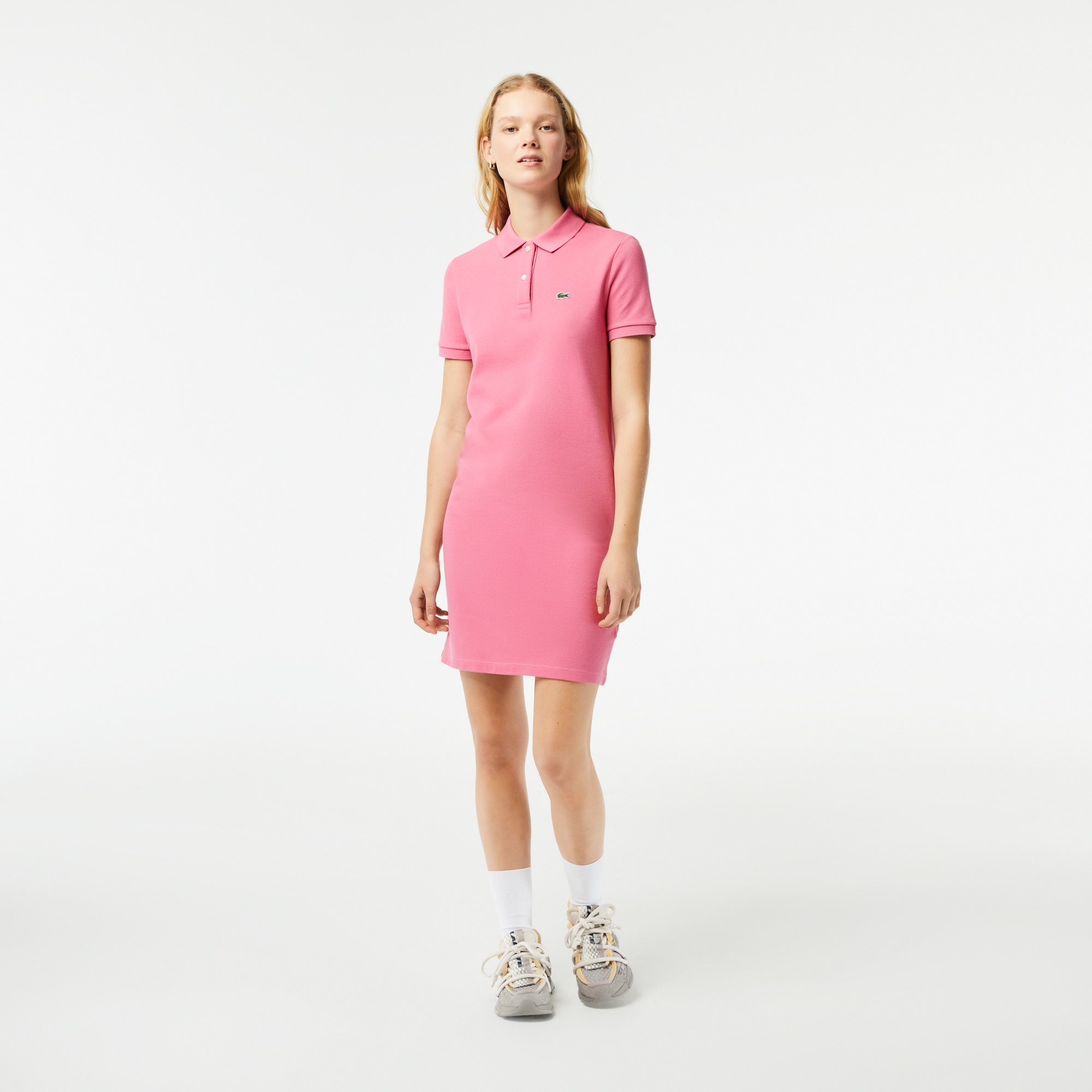 Lacoste Kadın Regular Fit Kısa Kollu Polo Yaka Pembe Elbise