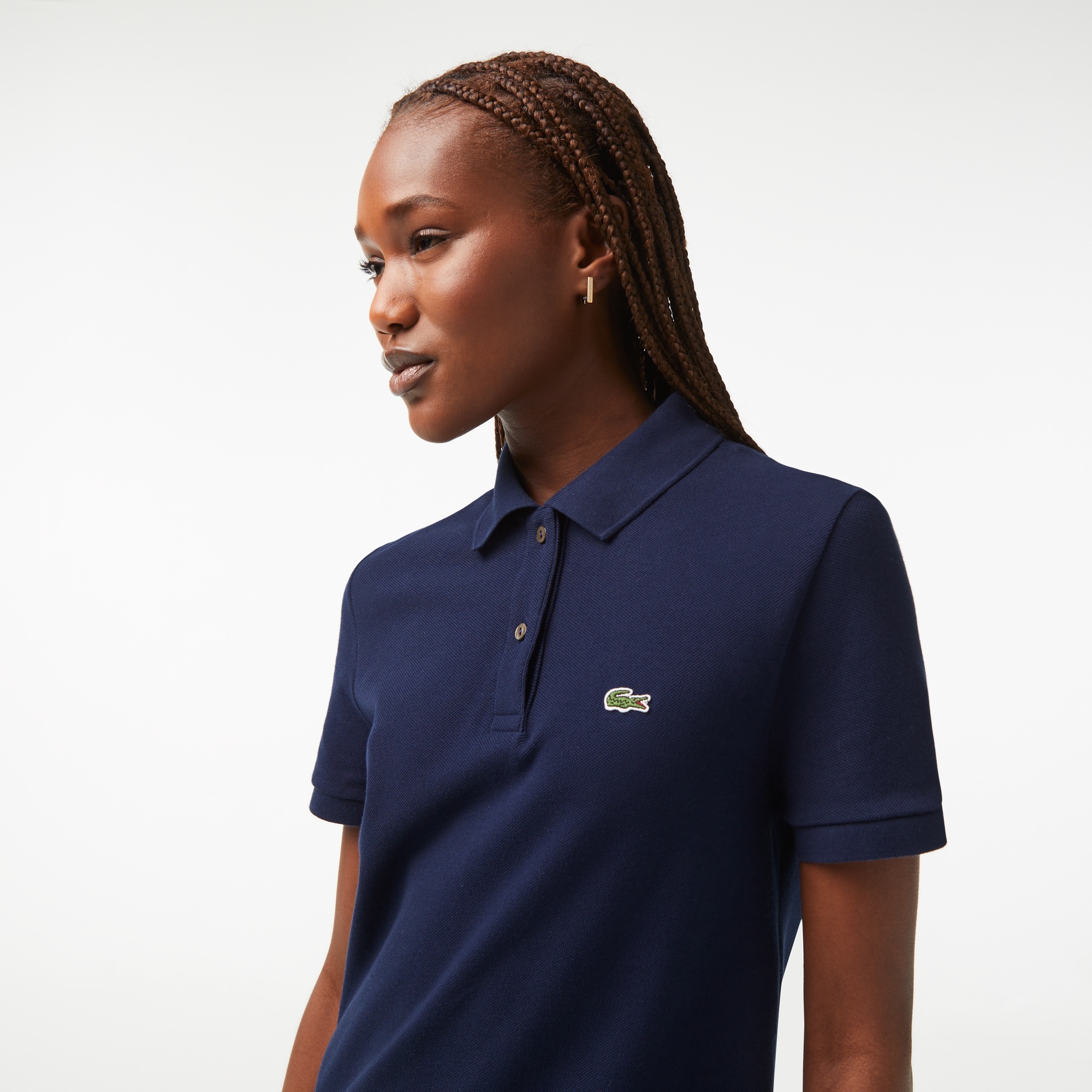 Lacoste Kadın Straight Fit Polo Yaka Lacivert Elbise