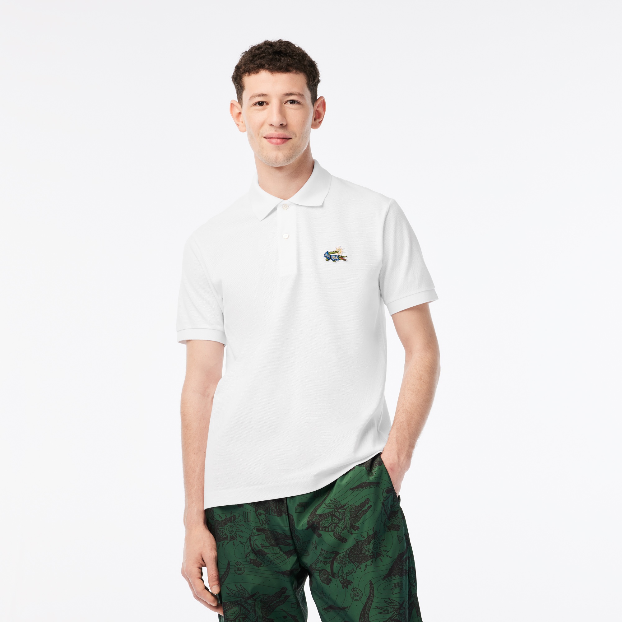 Lacoste x Netflix Erkek Classic Fit Beyaz Polo