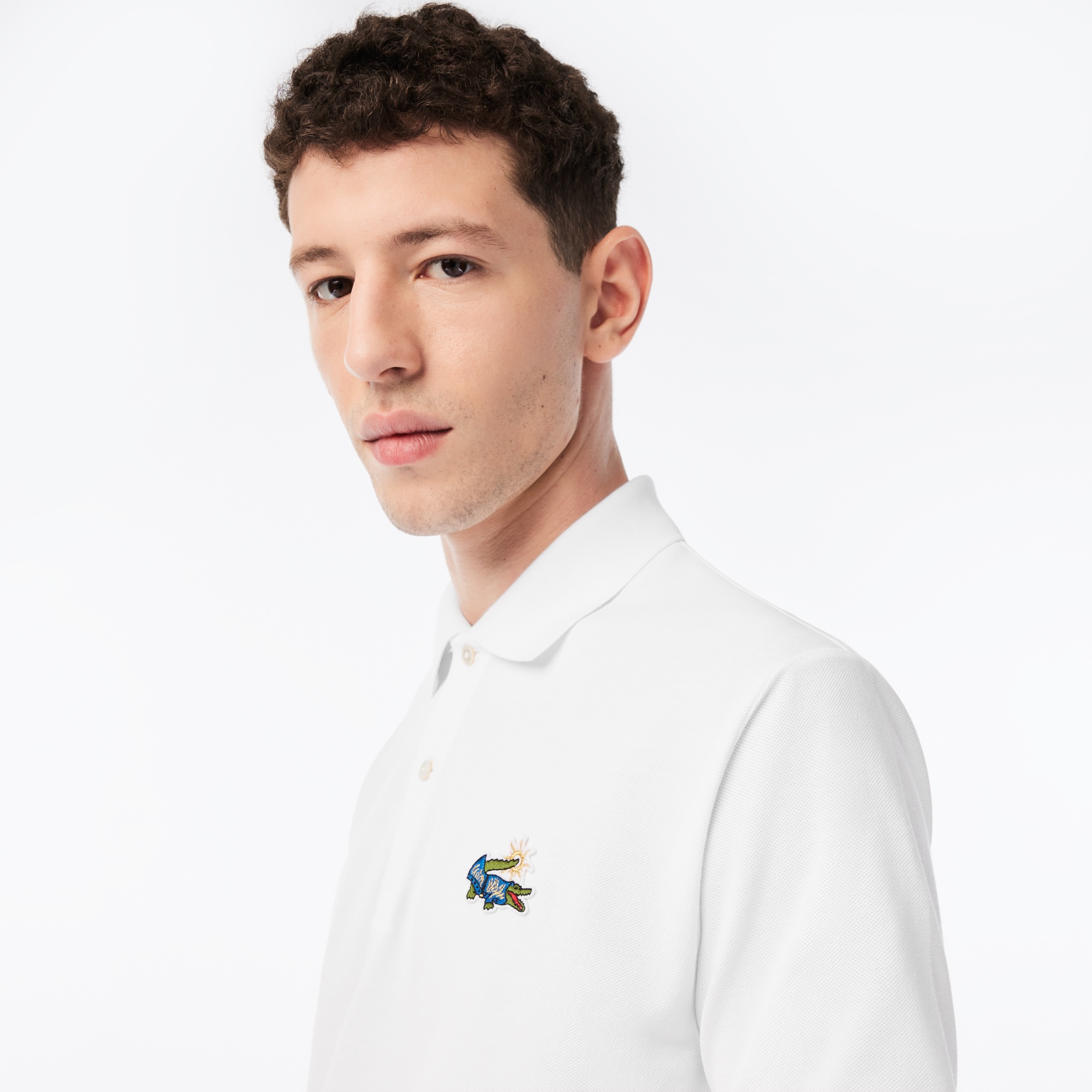 Lacoste x Netflix Erkek Classic Fit Beyaz Polo
