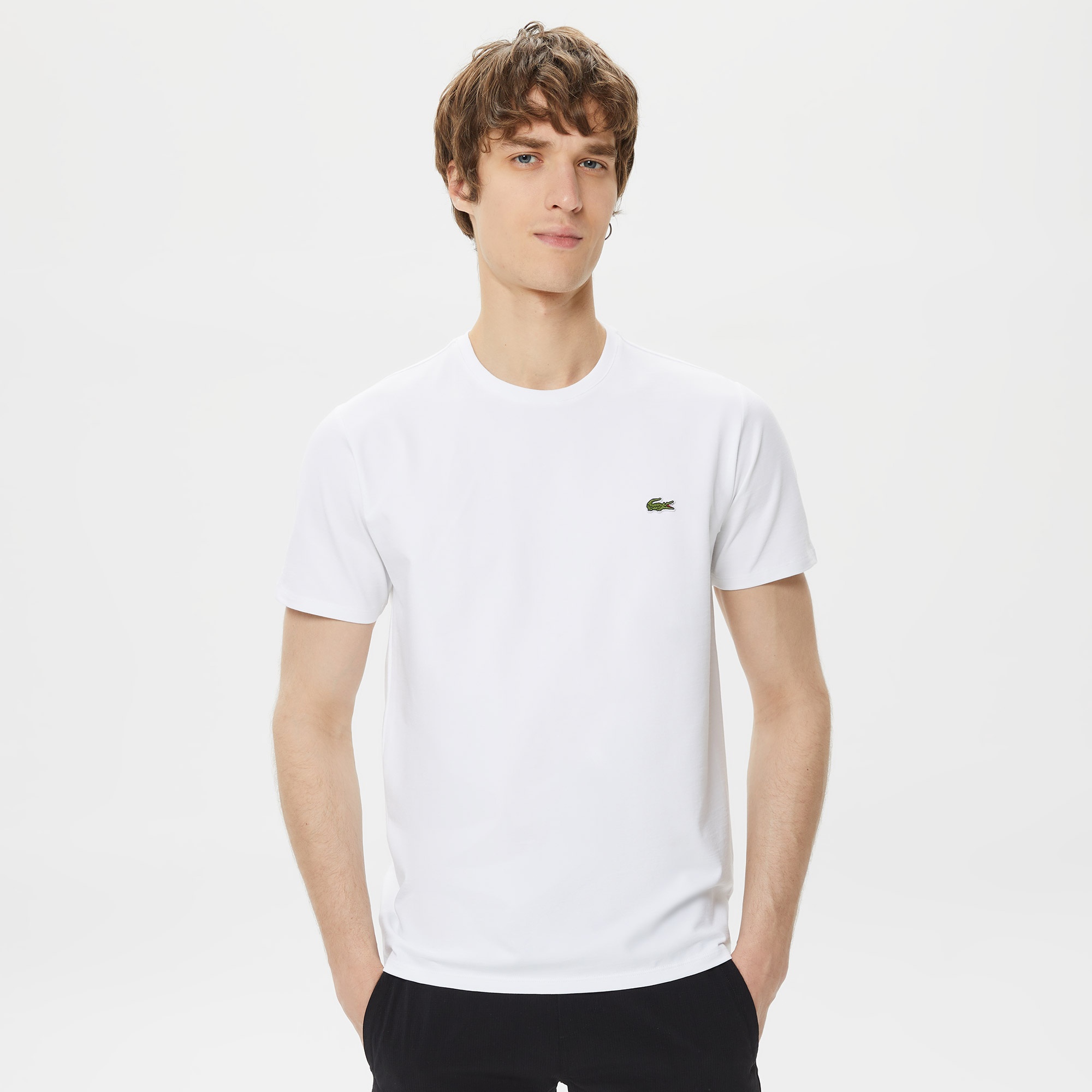 Lacoste Erkek Regular Fit Bisiklet Yaka Beyaz T-Shirt
