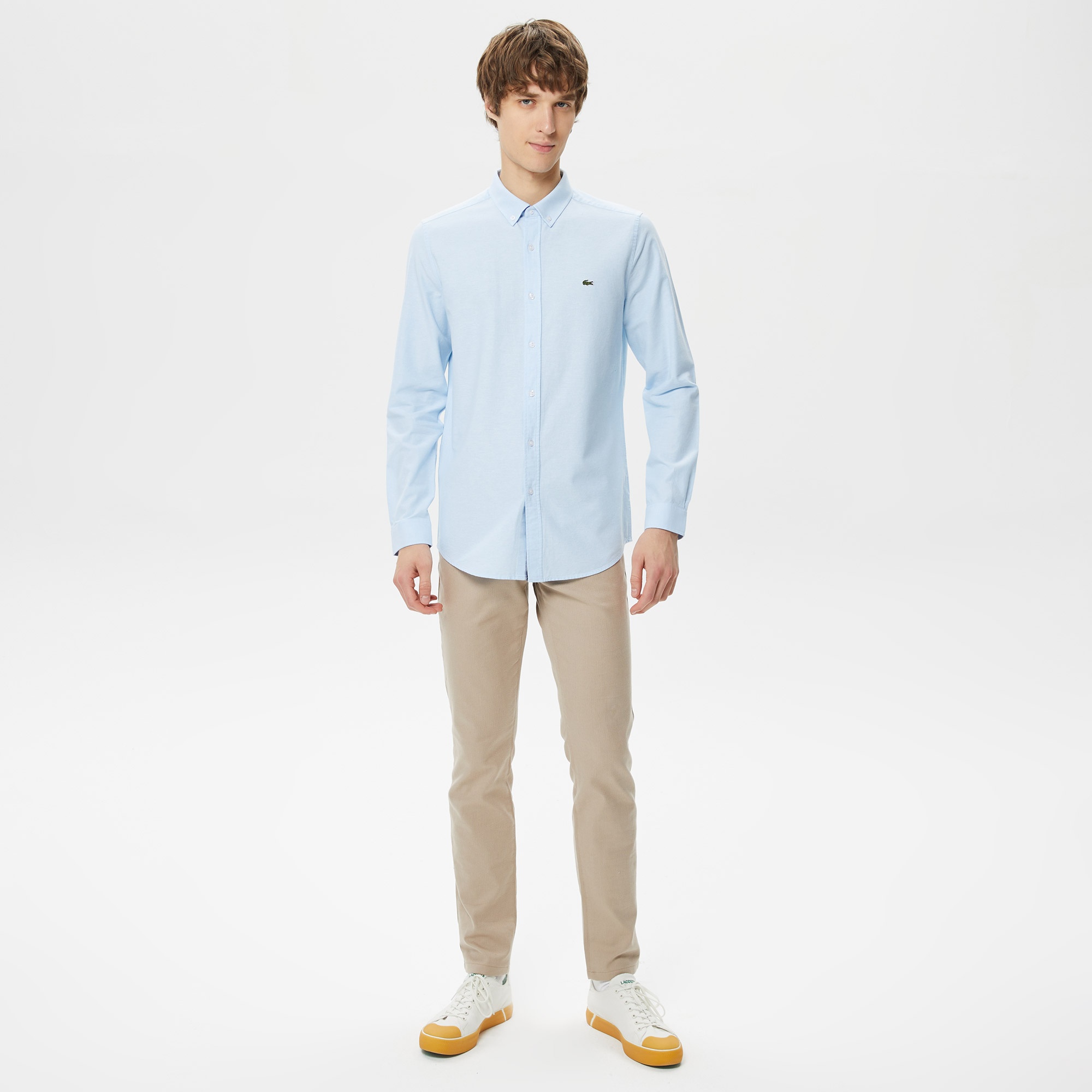 Lacoste Erkek Slim Fit Düğmeli Yaka Mavi Gömlek