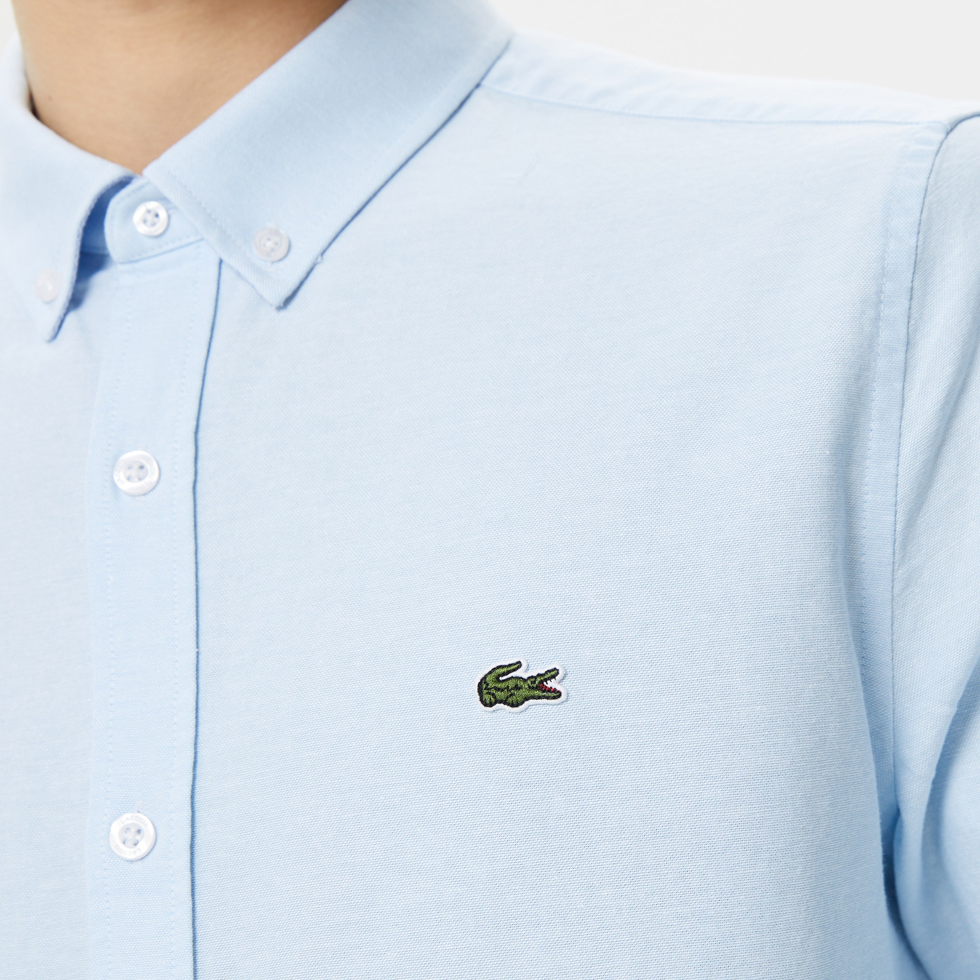 Lacoste Erkek Slim Fit Düğmeli Yaka Mavi Gömlek