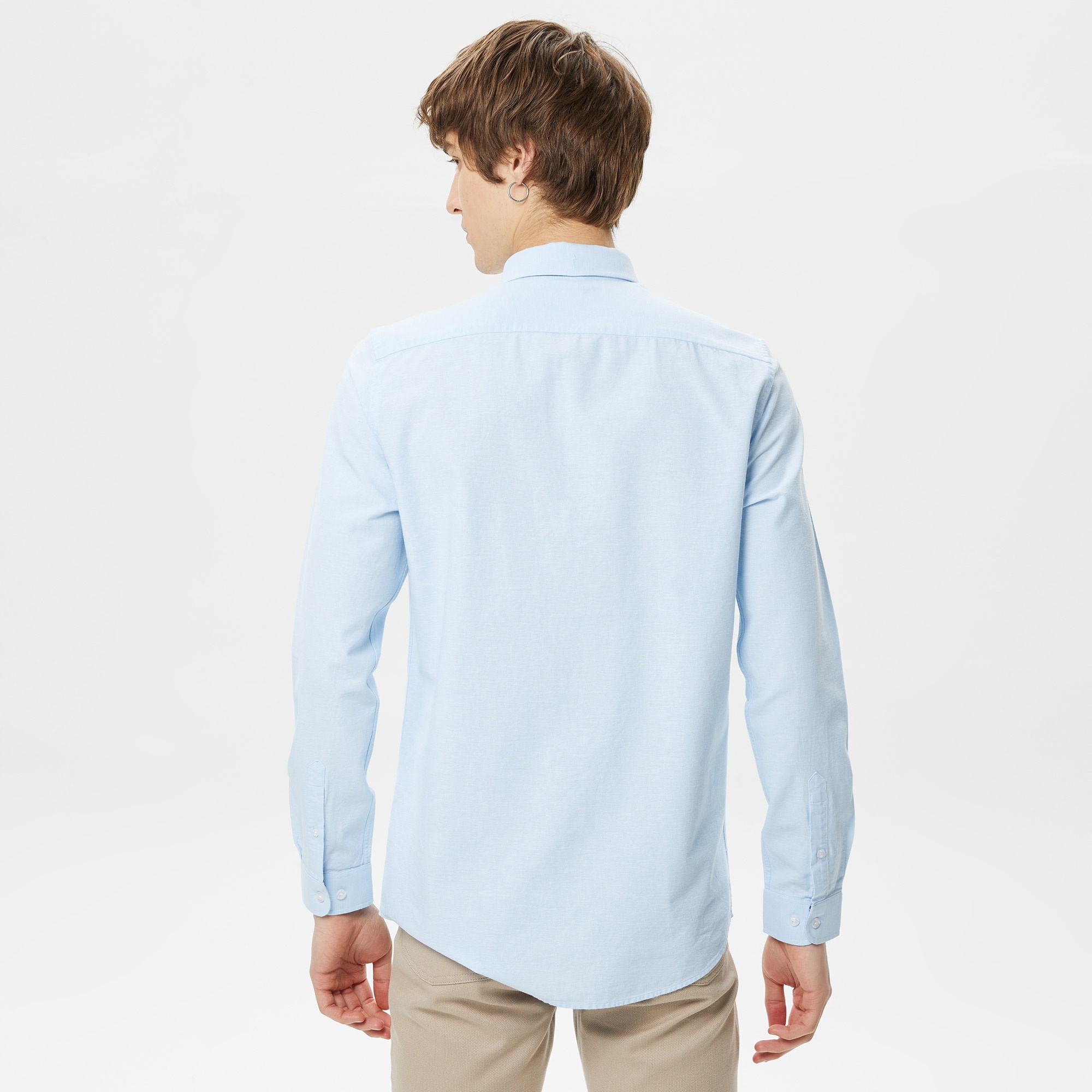 Lacoste Erkek Slim Fit Düğmeli Yaka Mavi Gömlek