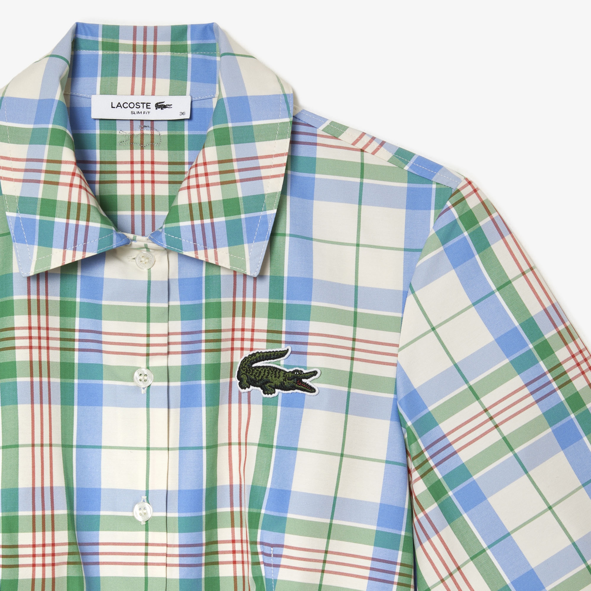 Lacoste Kadın Slim Fit Kısa Kollu Gömlek Yaka Ekose Renkli Elbise