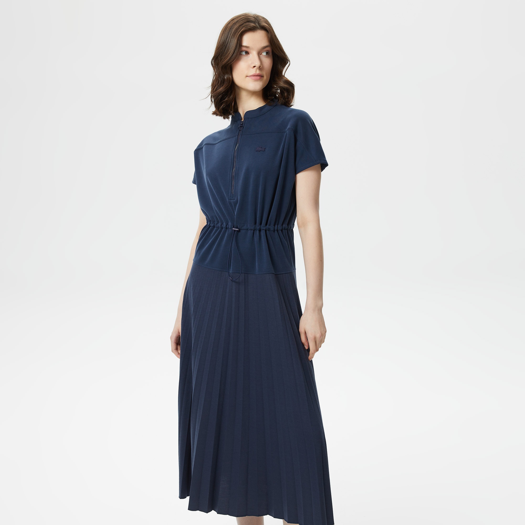 Lacoste Kadın Kısa Kollu Bisiklet Yaka Lacivert Elbise