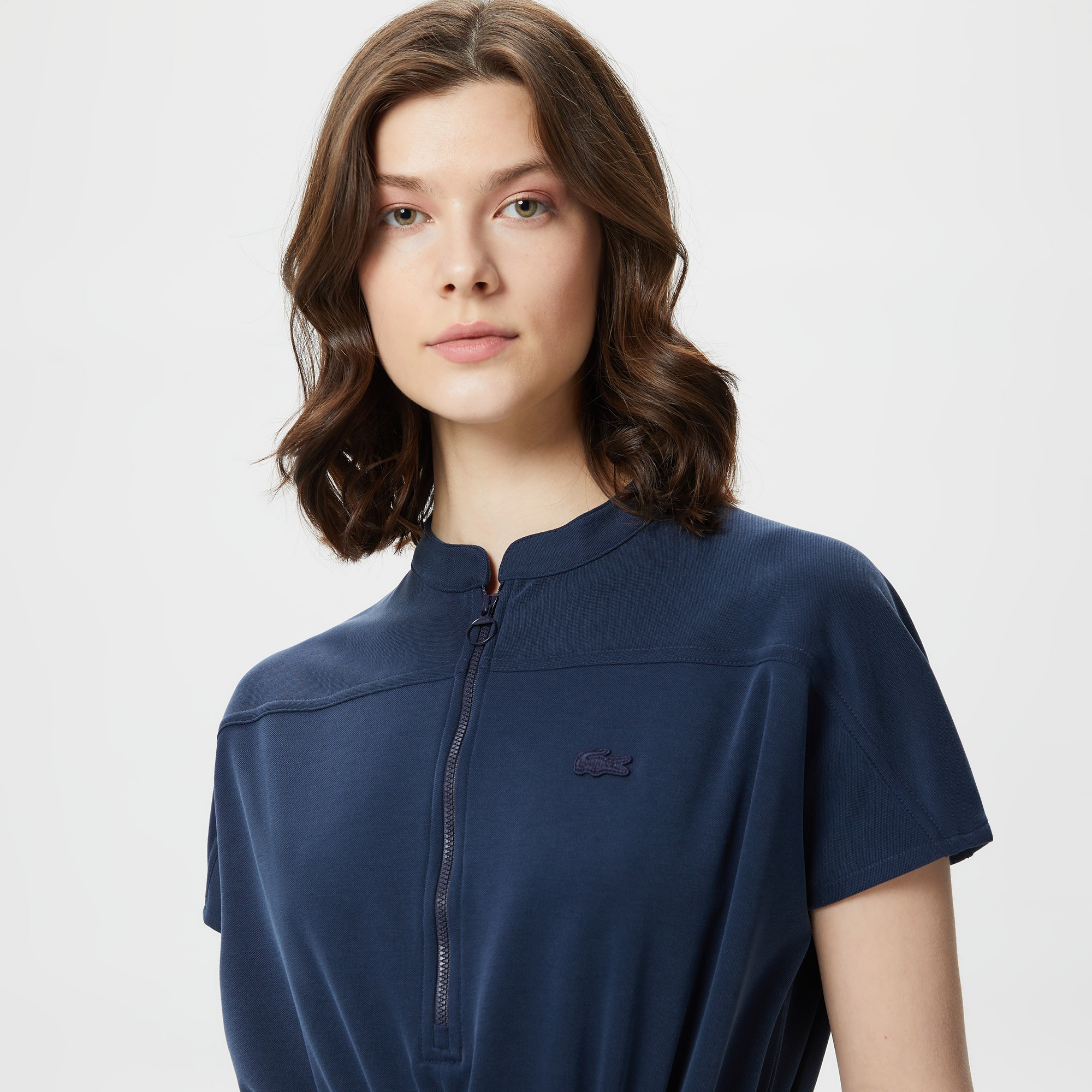 Lacoste Kadın Kısa Kollu Bisiklet Yaka Lacivert Elbise