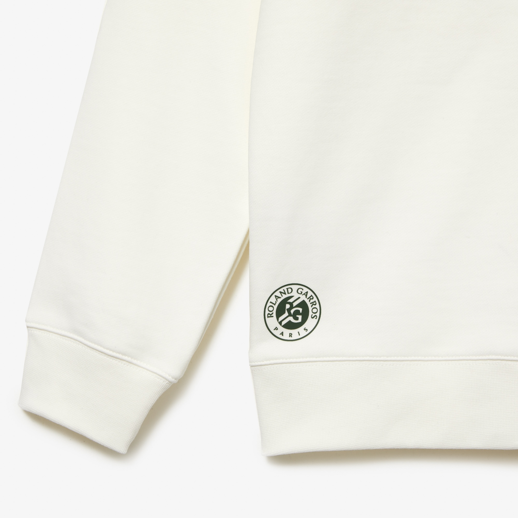 Lacoste Roland Garros Unisex Relaxed Fit Kapüşonlu Baskılı Beyaz Sweatshirt