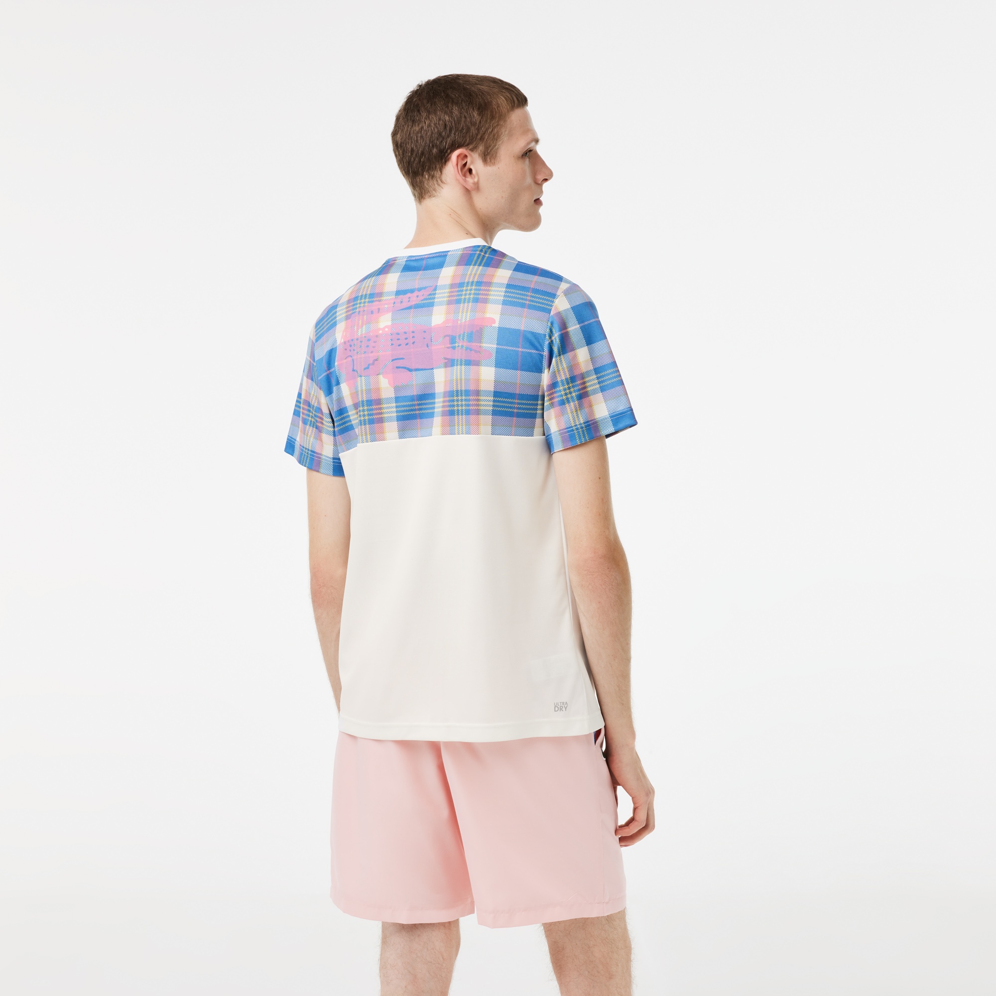 Lacoste Erkek Tennis Regular Fit Bisiklet Yaka Renk Bloklu Beyaz T-shirt