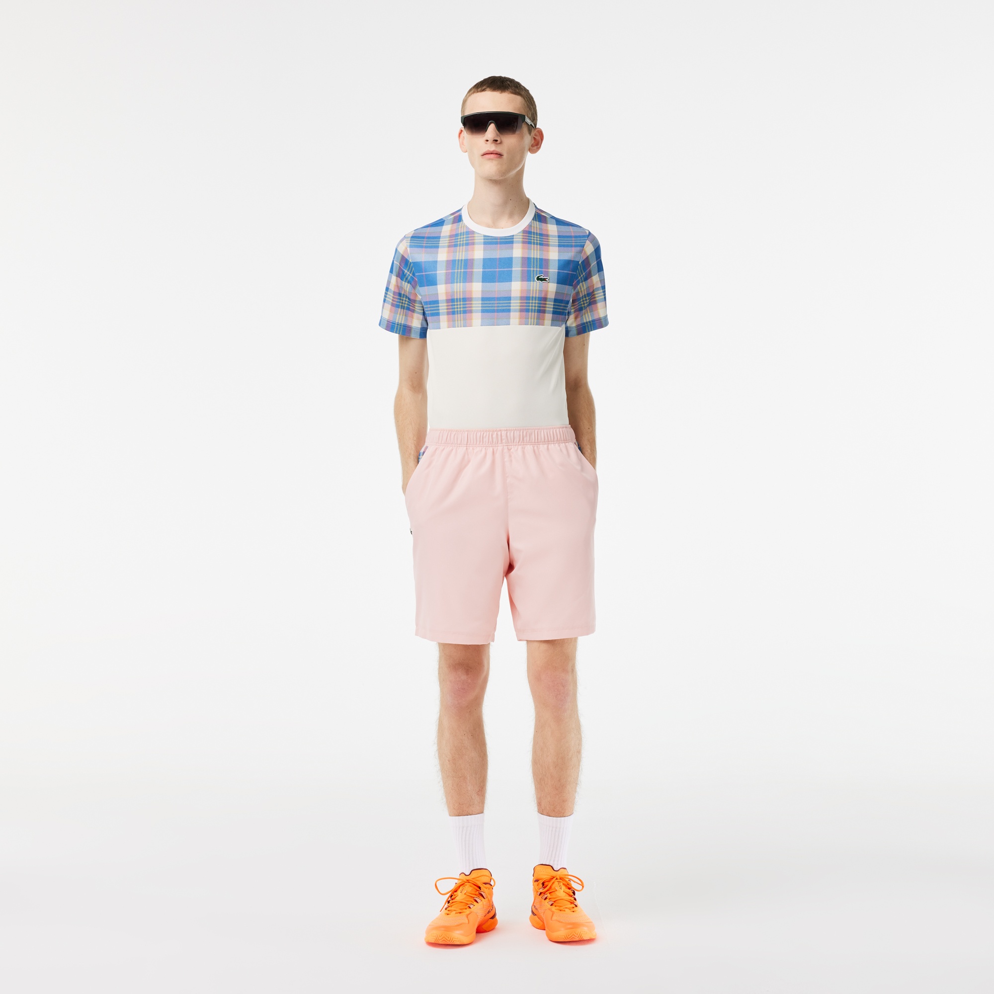 Lacoste Erkek Tennis Regular Fit Bisiklet Yaka Renk Bloklu Beyaz T-shirt