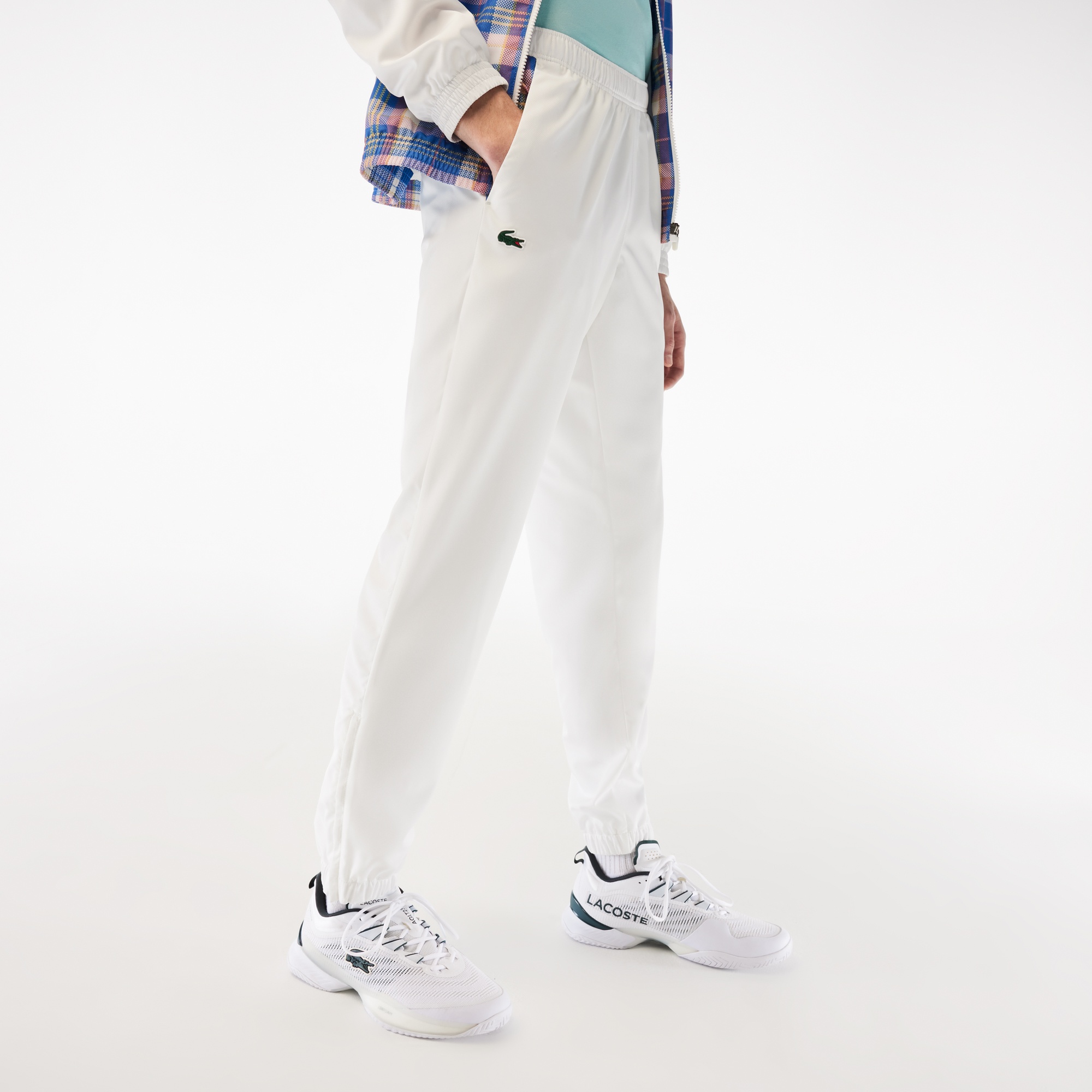 Lacoste SPORT Erkek Regular Fit Hakim Yaka Baskılı Beyaz Eşofman Takımı
