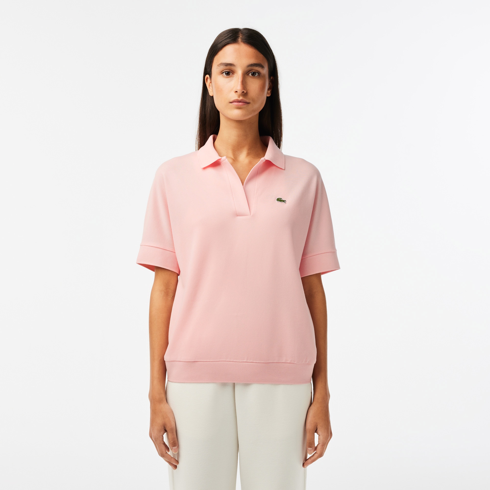Lacoste Kadın Loose Fit Pembe Polo