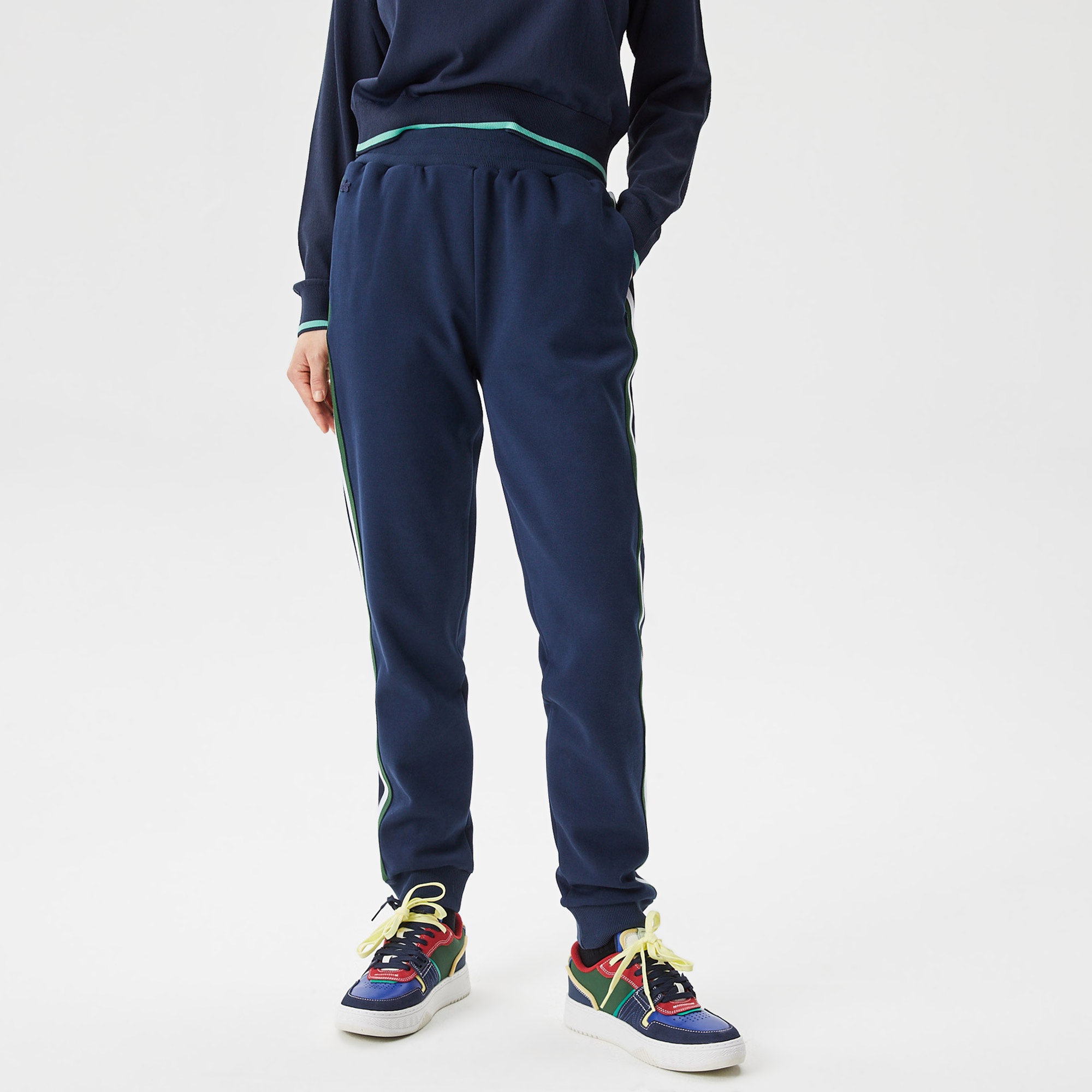 Lacoste Kadın Slim Fit Renk Bloklu Lacivert Eşofman Altı