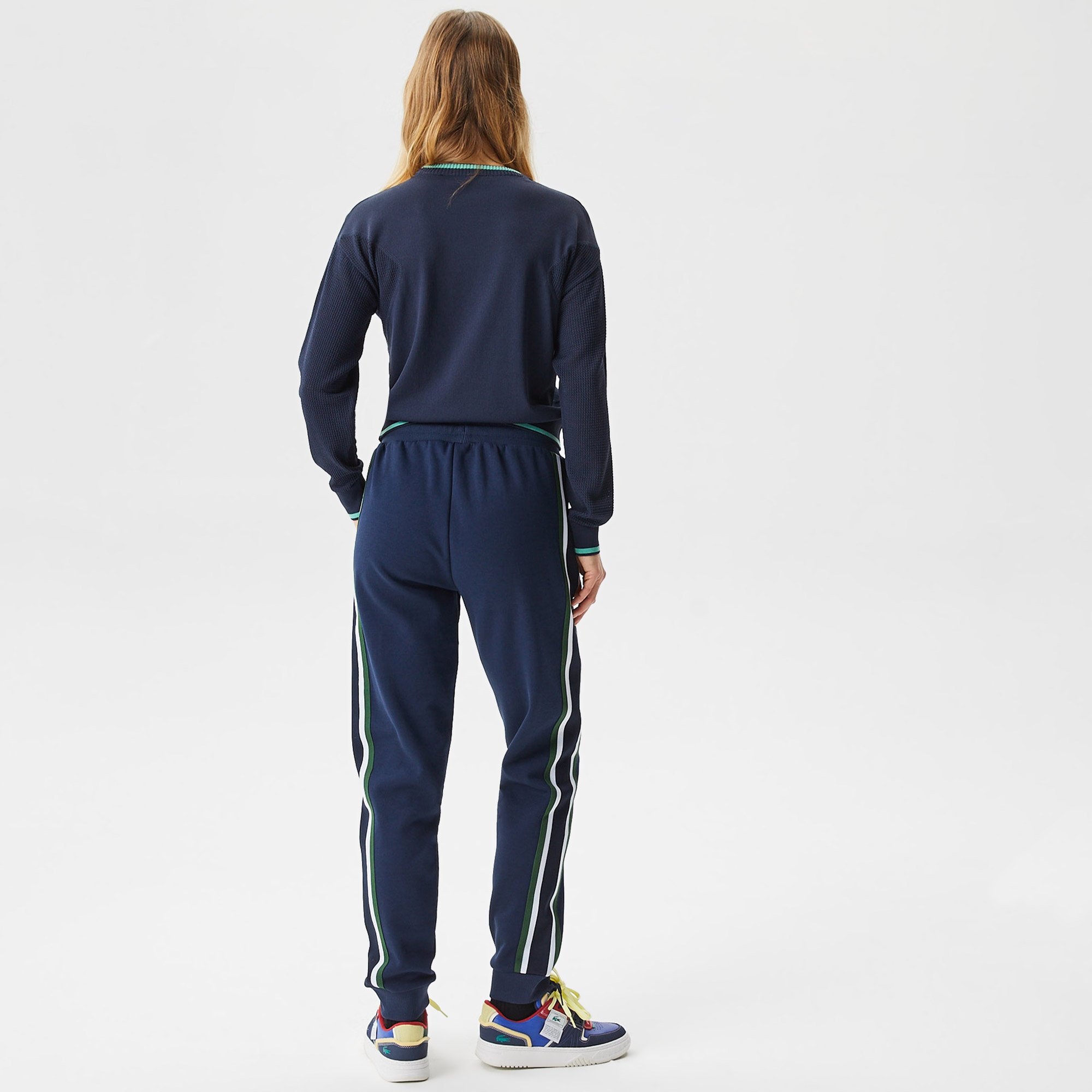 Lacoste Kadın Slim Fit Renk Bloklu Lacivert Eşofman Altı