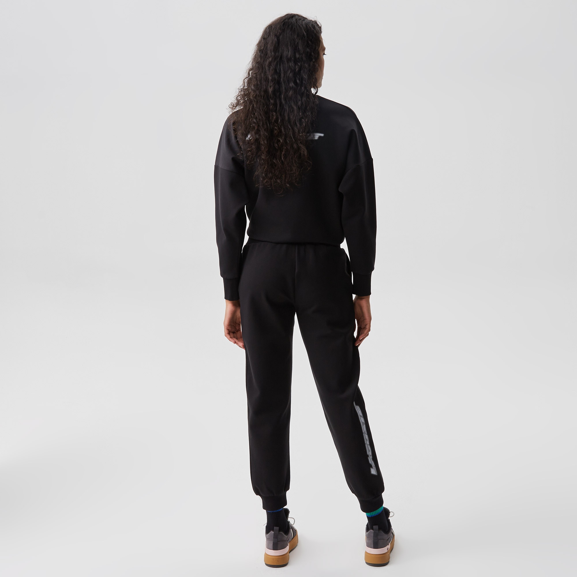 Lacoste Kadın Slim Fit Baskılı Siyah Eşofman Altı