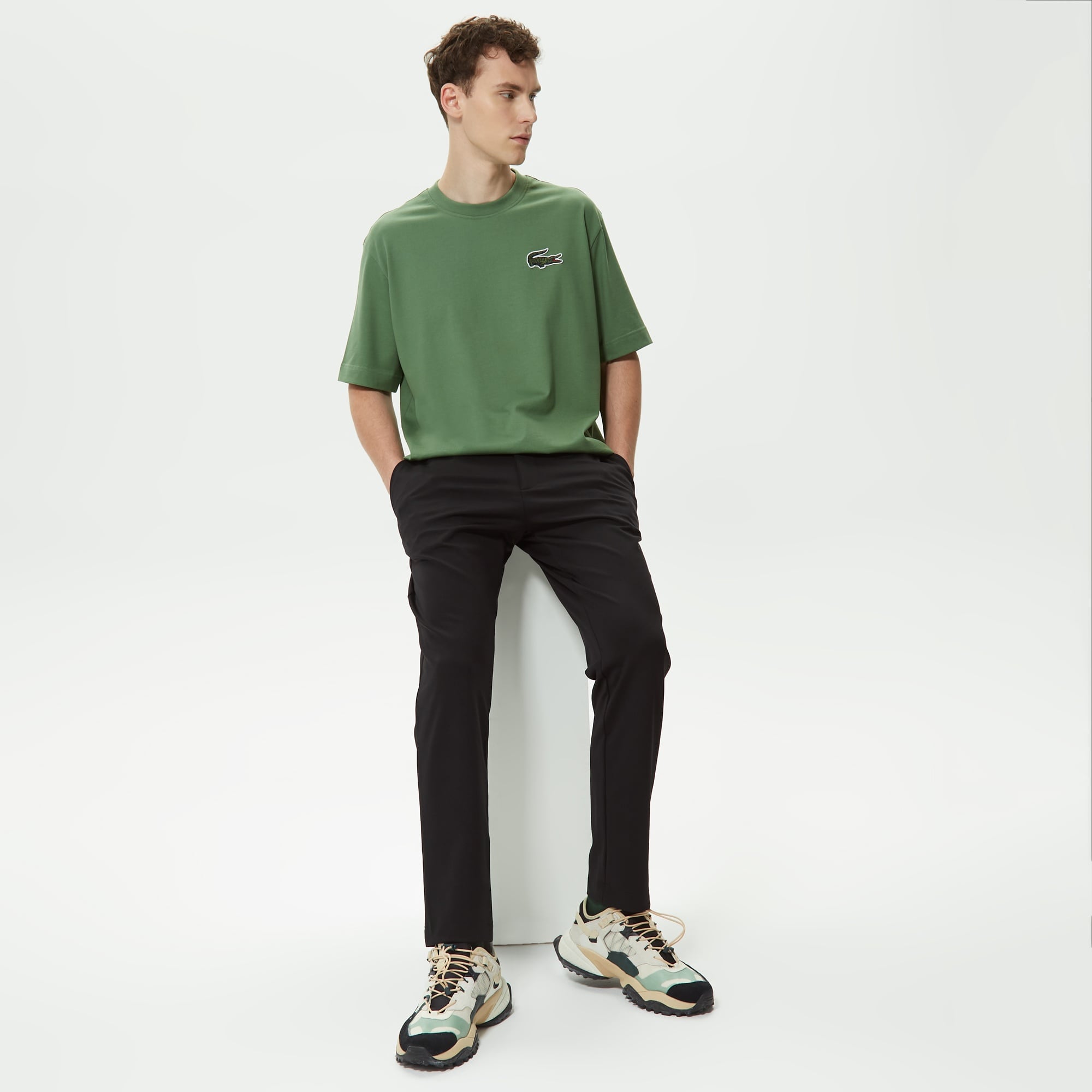 Lacoste Unisex Loose Fit Bisiklet Yaka Organik Pamuk Yeşil T-Shirt