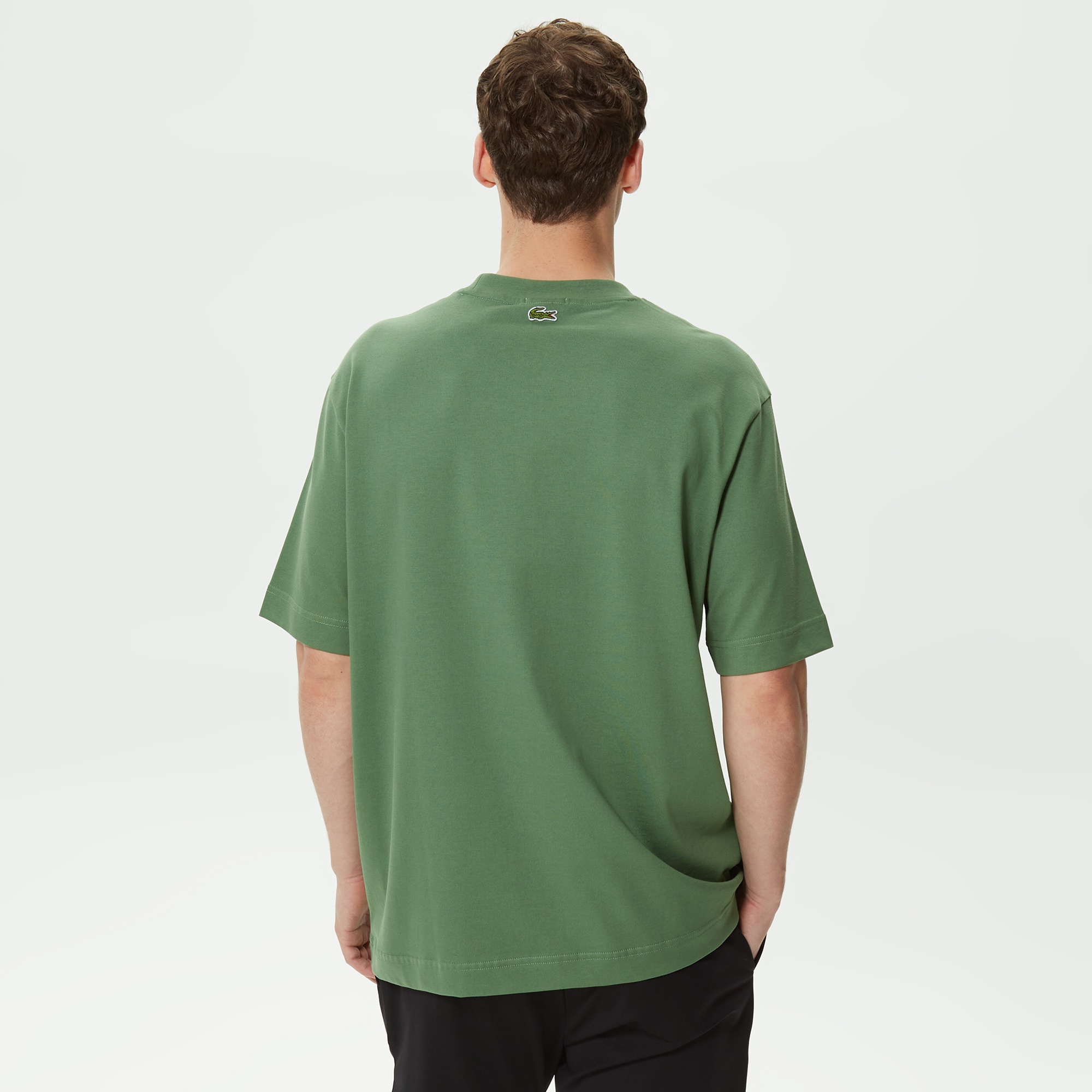 Lacoste Unisex Loose Fit Bisiklet Yaka Organik Pamuk Yeşil T-Shirt