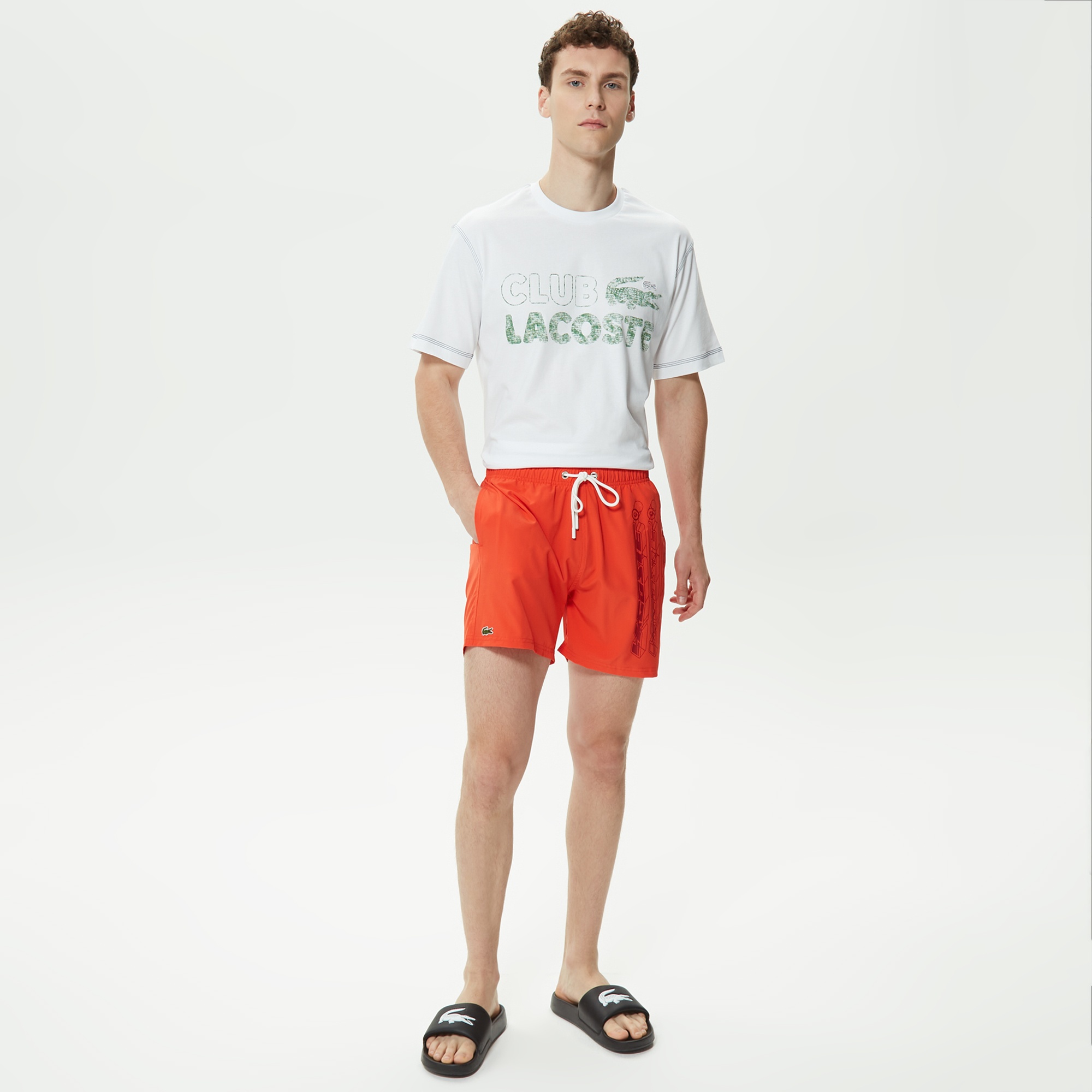 Lacoste Erkek Baskılı Turuncu Mayo Şort
