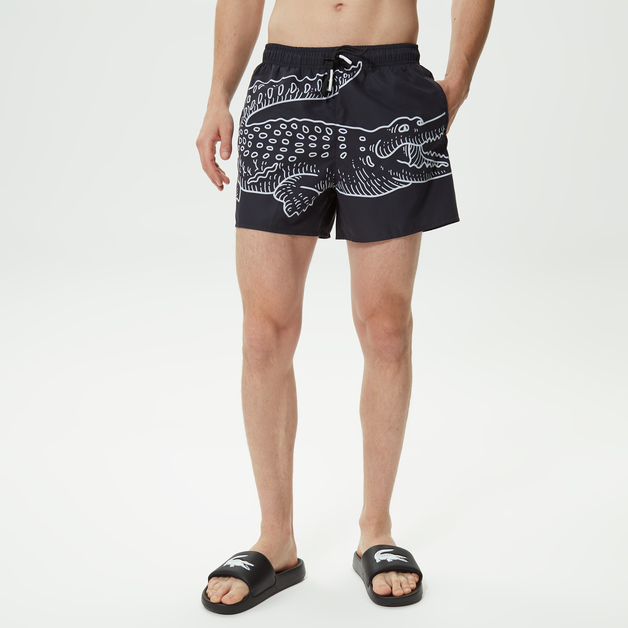 Lacoste Erkek Baskılı Siyah Mayo Şort