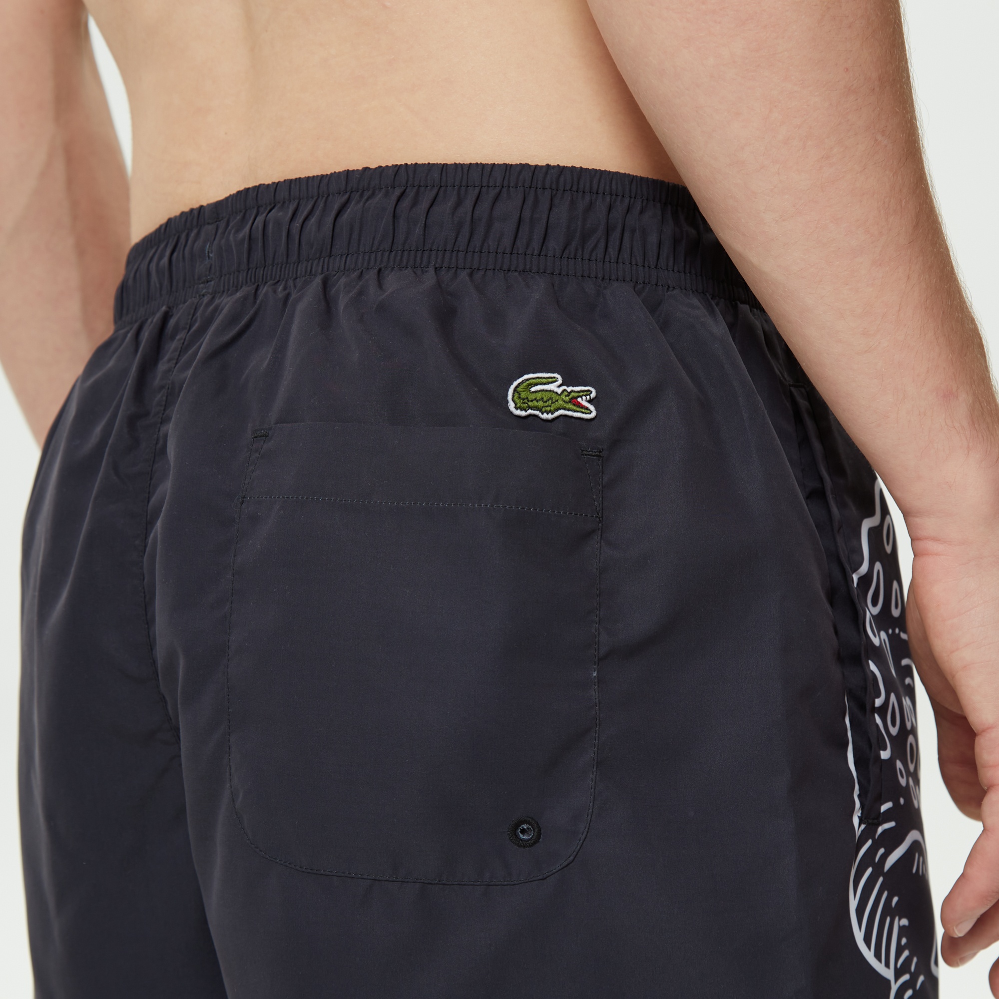 Lacoste Erkek Baskılı Siyah Mayo Şort