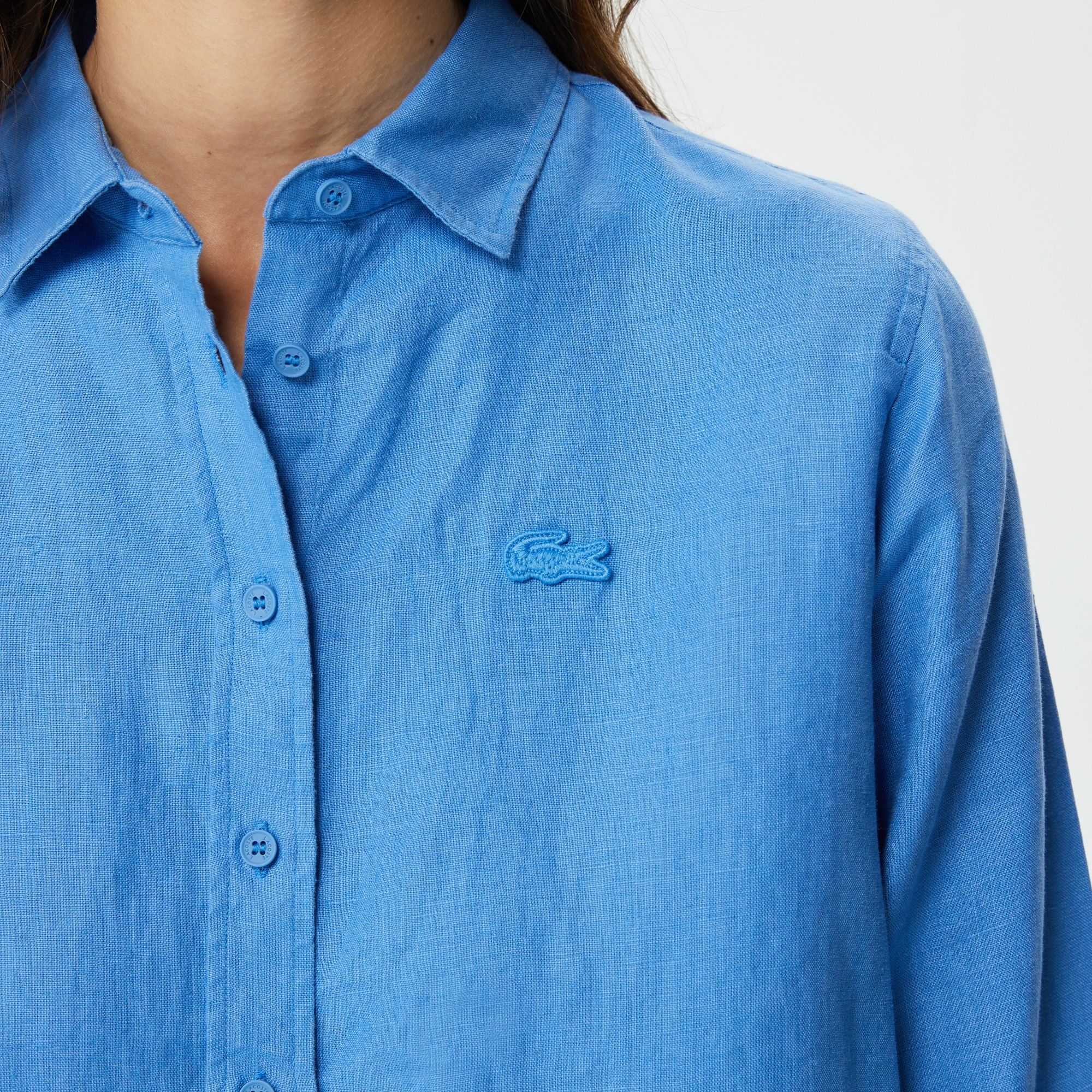 Lacoste Kadın Relaxed Fit Mavi Gömlek
