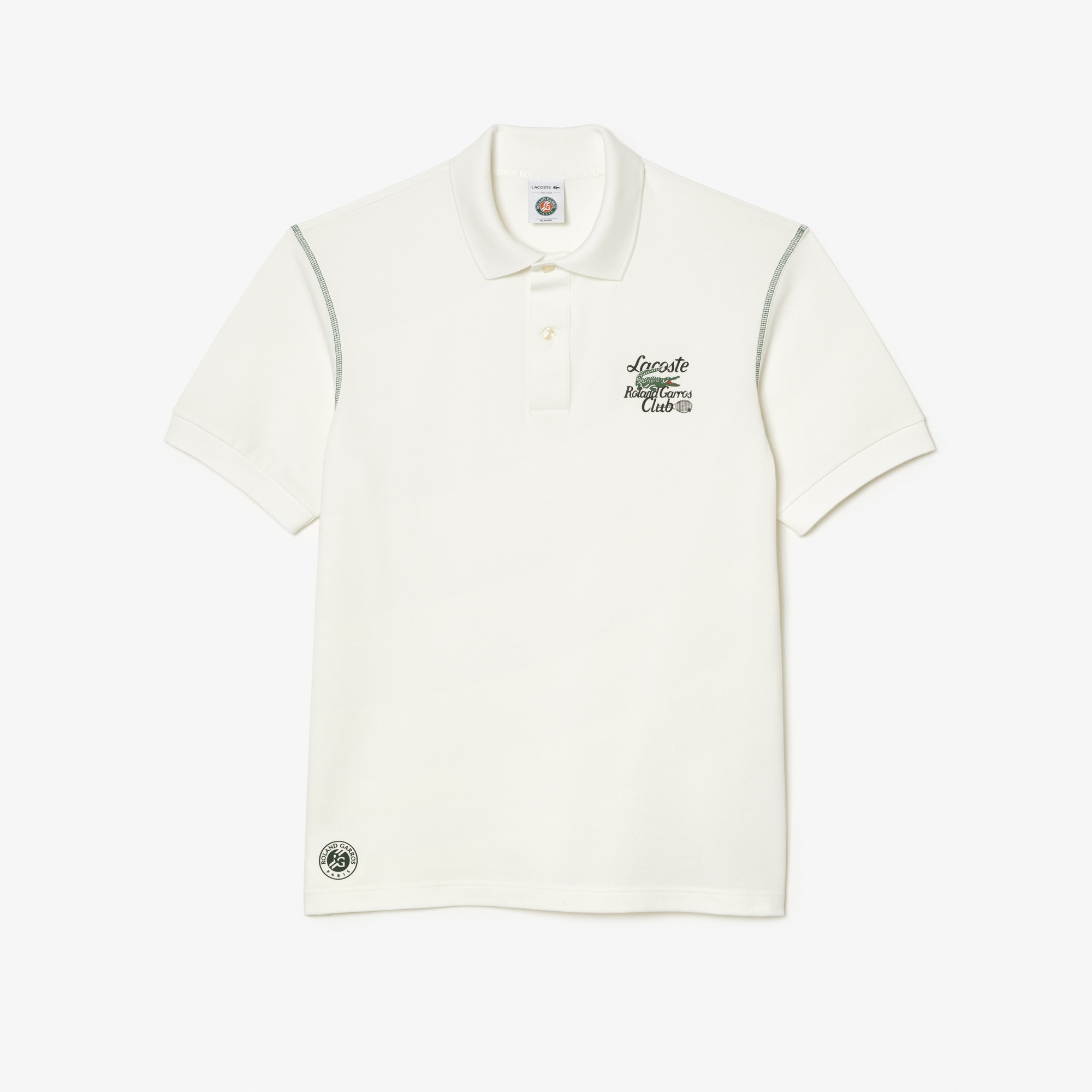 Lacoste Roland Garros Erkek Relaxed Fit Baskılı Krem Polo