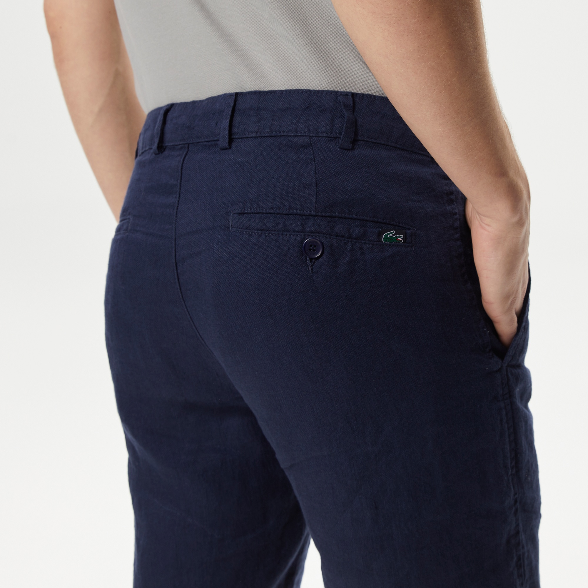 Lacoste Erkek Slim Fit Keten Lacivert Bermuda
