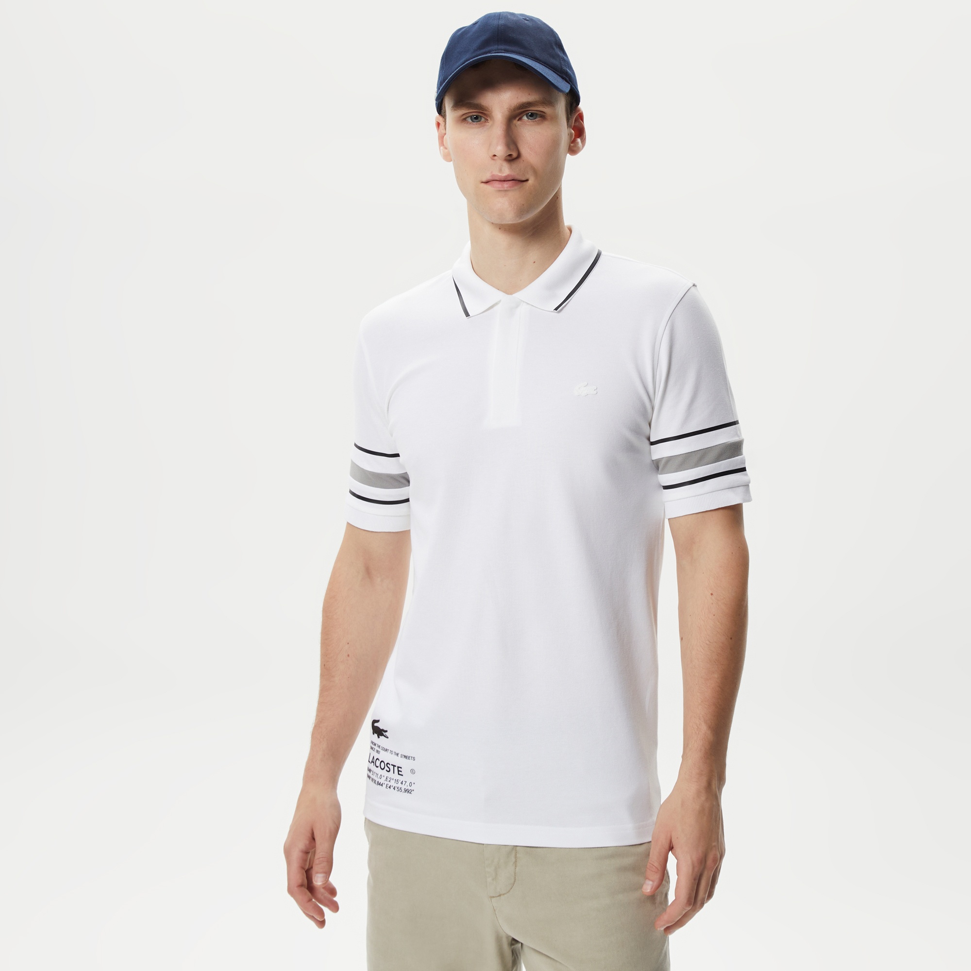 Lacoste Active Erkek Slim Fit Baskılı Beyaz Polo