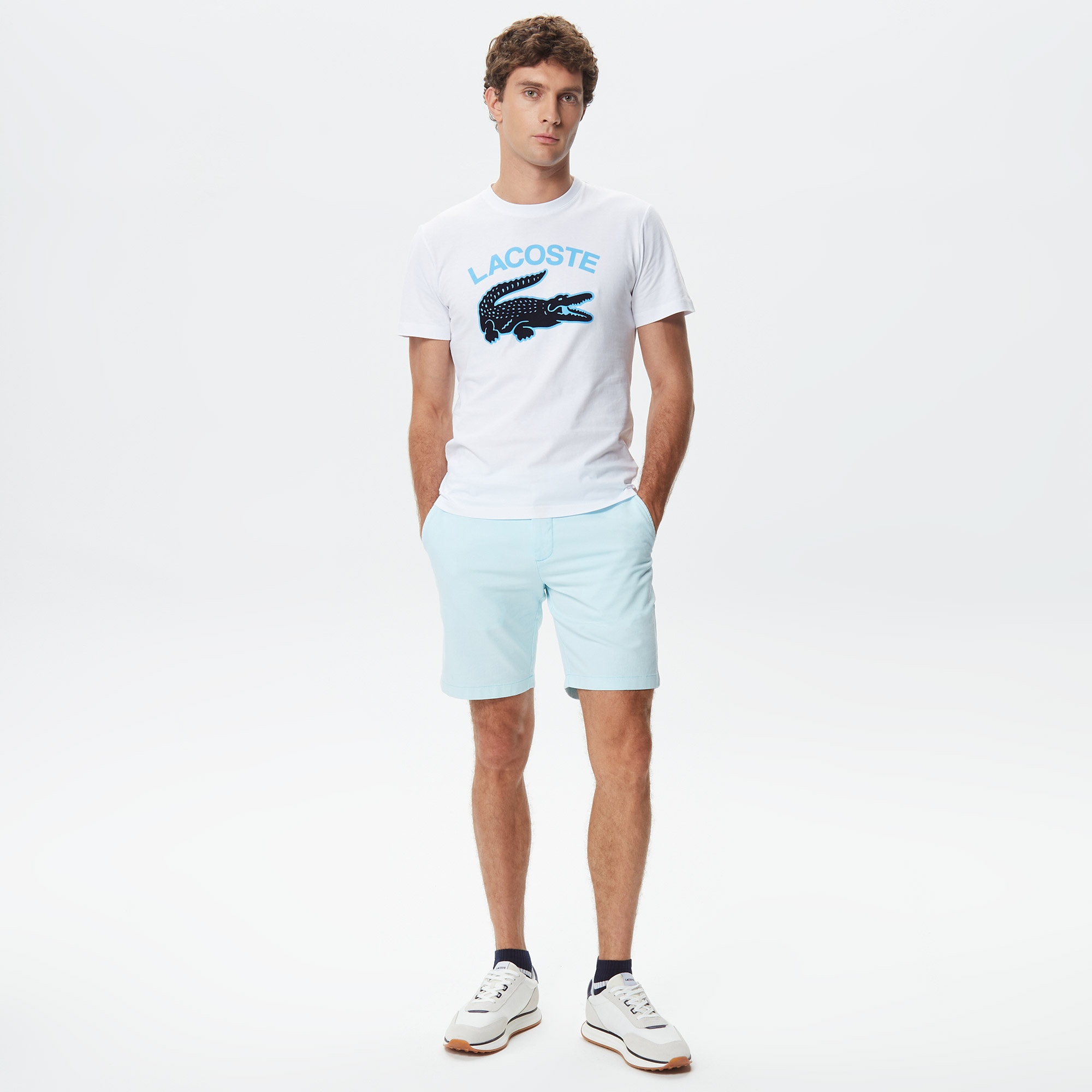 Lacoste Erkek Slim Fit Organik Pamuk Açık Mavi Bermuda
