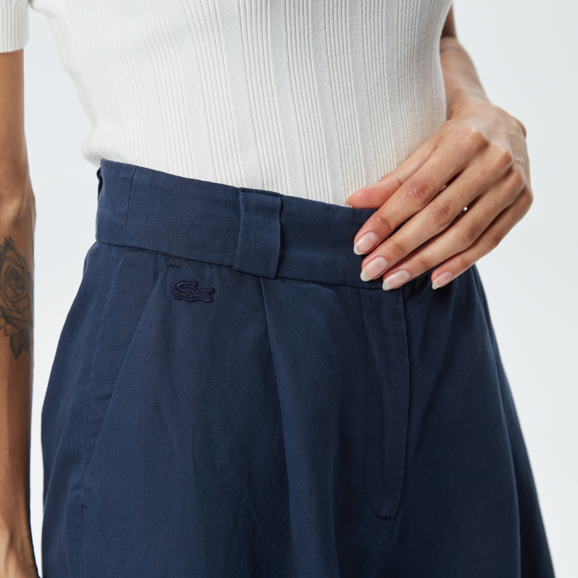 Lacoste Kadın Chino Fit Lacivert Pantolon