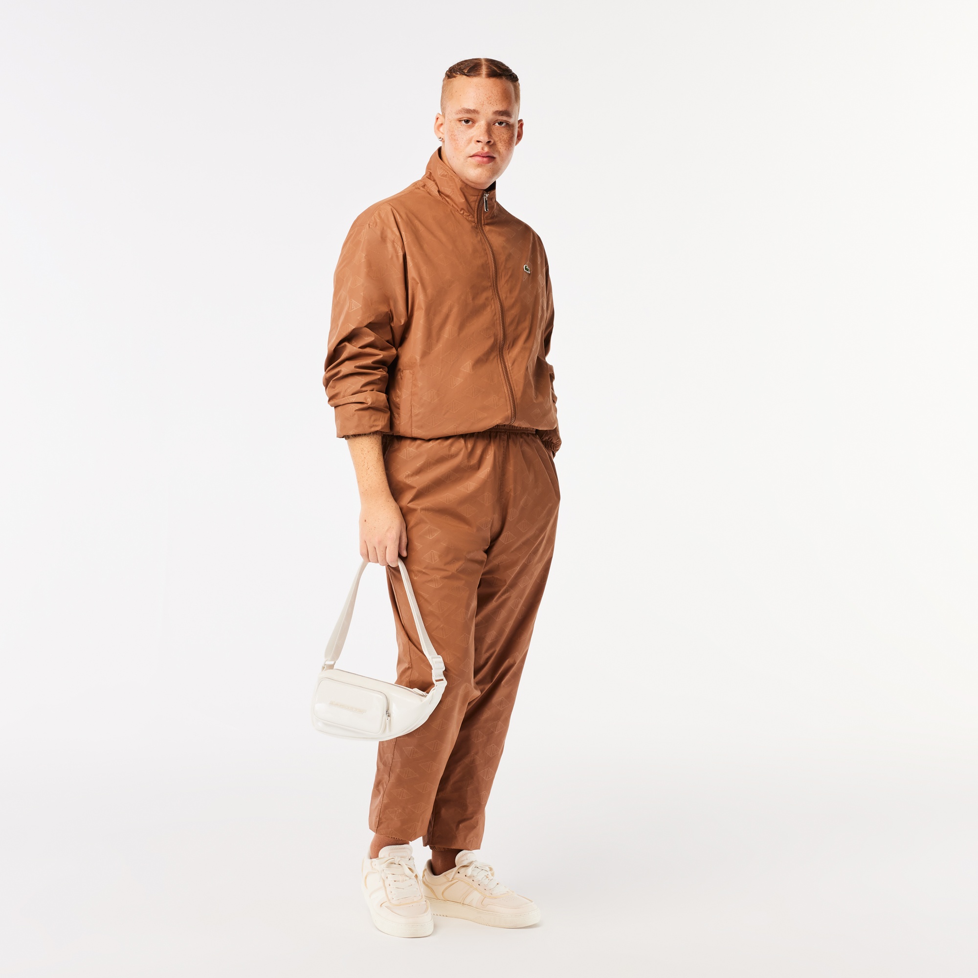 Lacoste Erkek Dik Yaka Monogram Kahverengi Mont