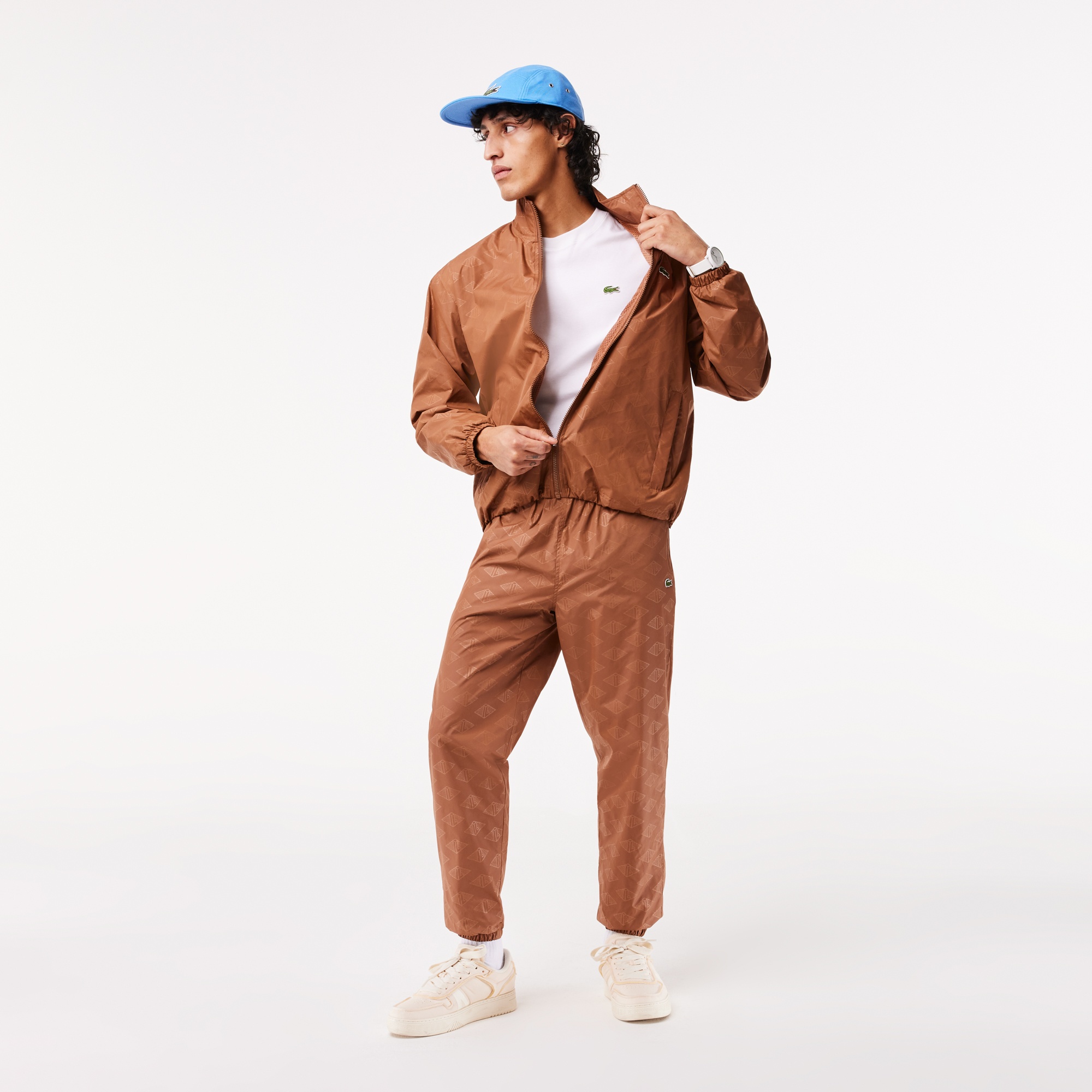 Lacoste Erkek Dik Yaka Monogram Kahverengi Mont
