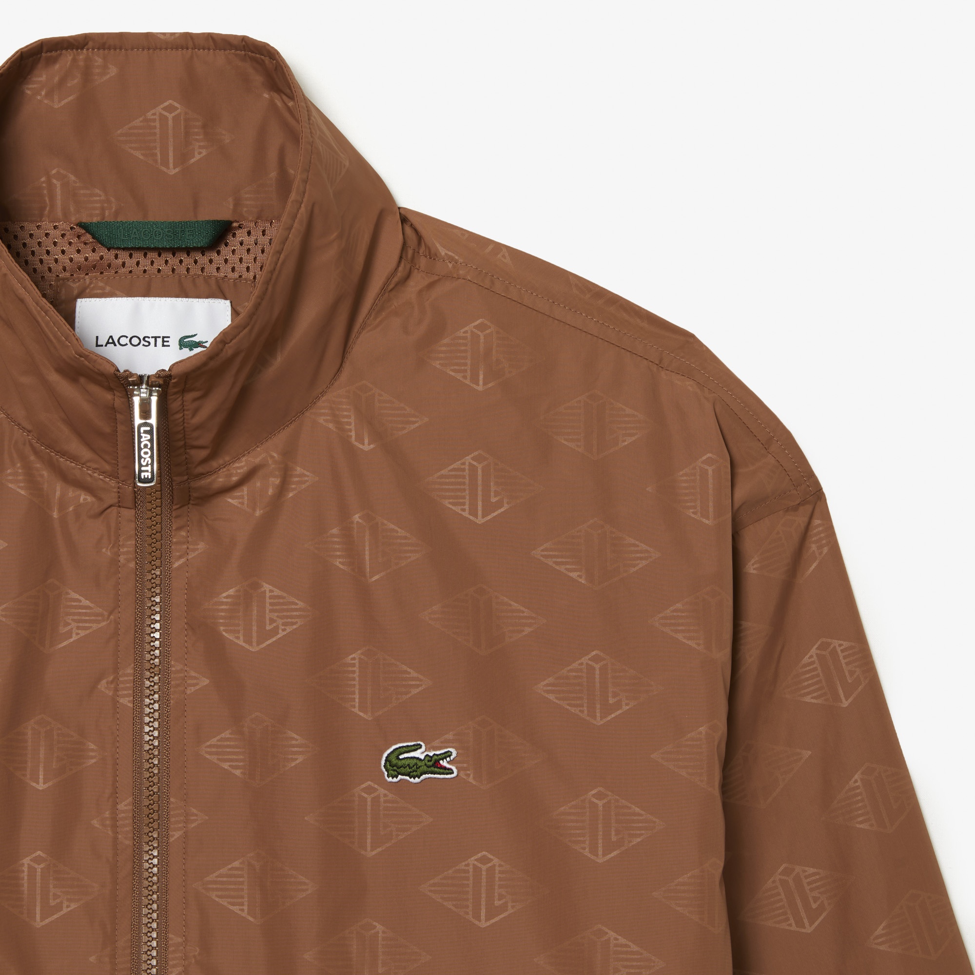 Lacoste Erkek Dik Yaka Monogram Kahverengi Mont