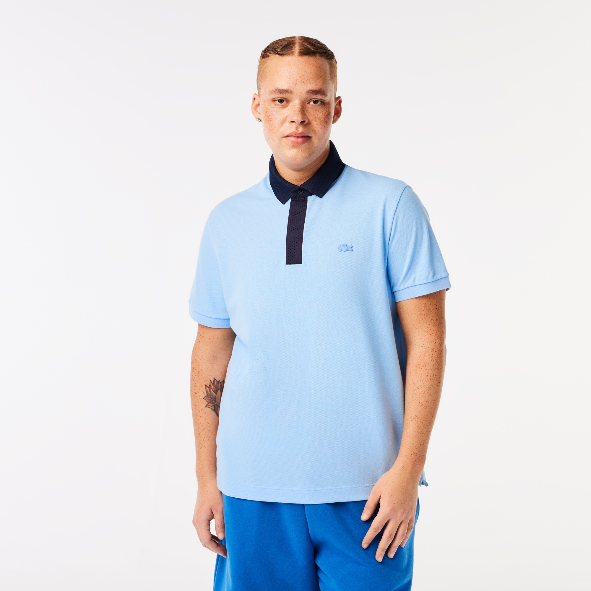 Lacoste Erkek Regular Fit Renk Bloklu Açık Mavi Polo