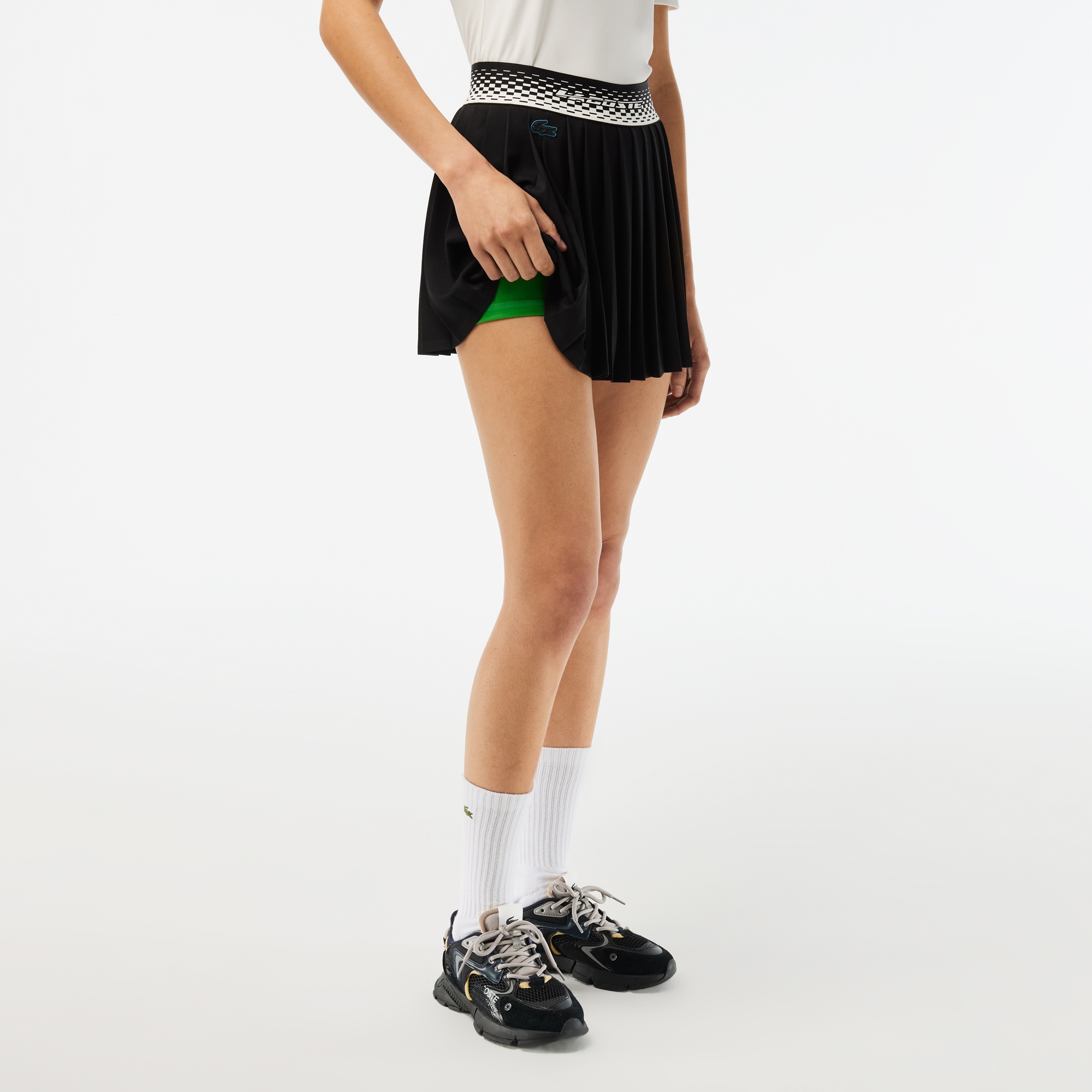 Lacoste Kadın Flare Fit Baskılı Siyah Etek