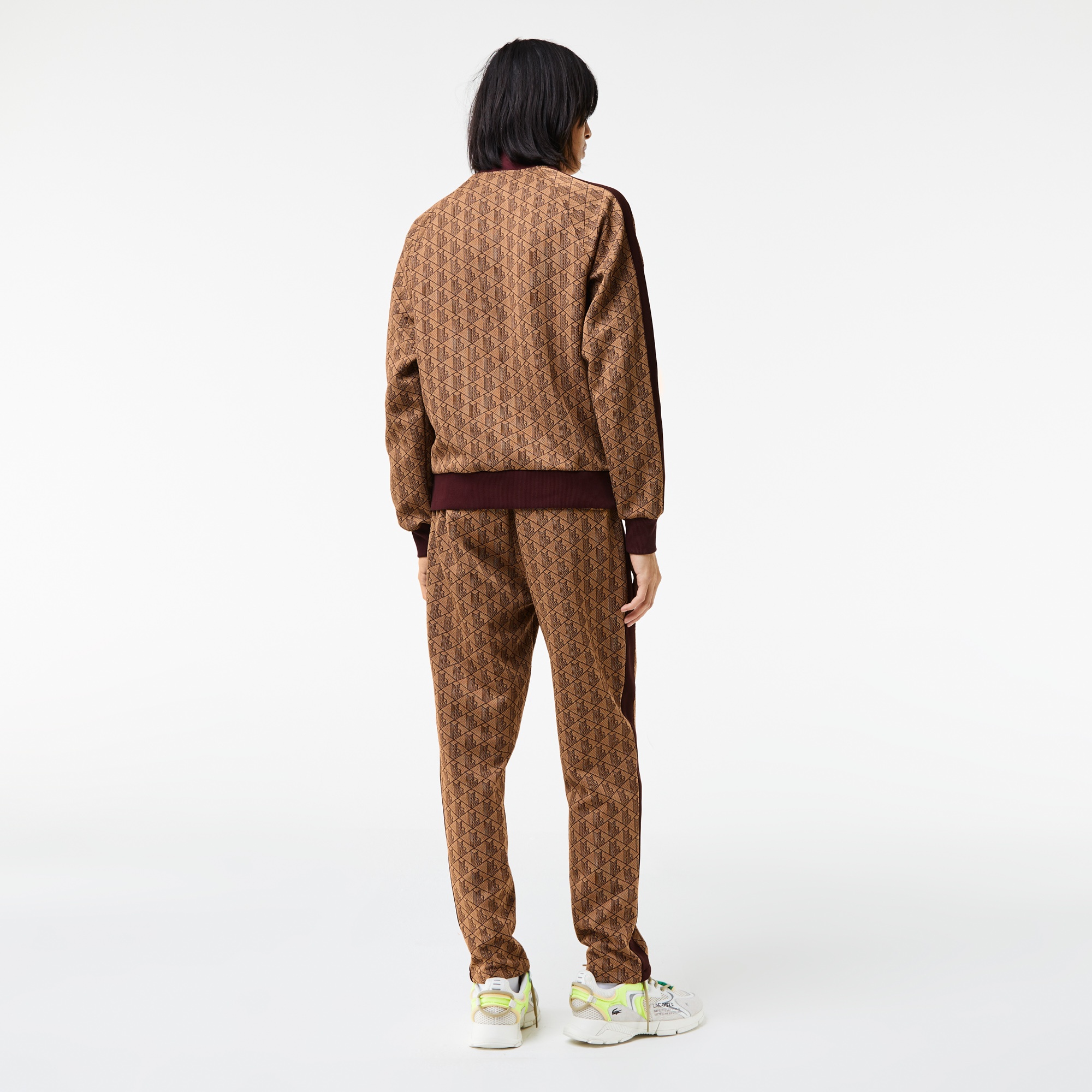 Lacoste Erkek Regular Fit Fermuarlı Monogram Kahverengi Sweatshirt