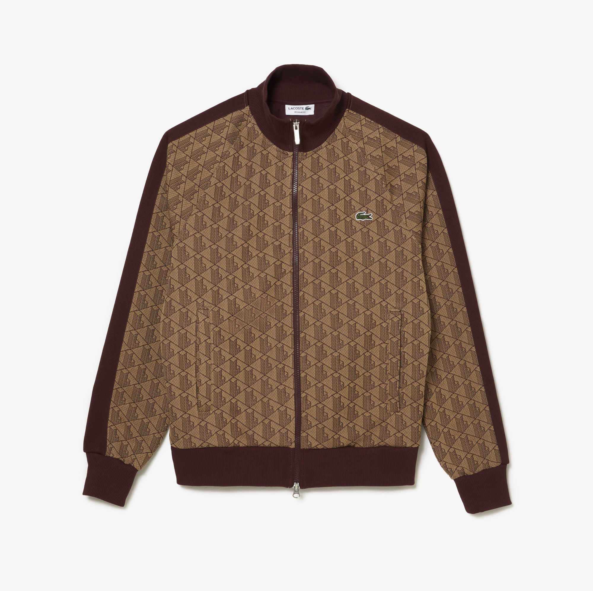 Lacoste Erkek Regular Fit Fermuarlı Monogram Kahverengi Sweatshirt