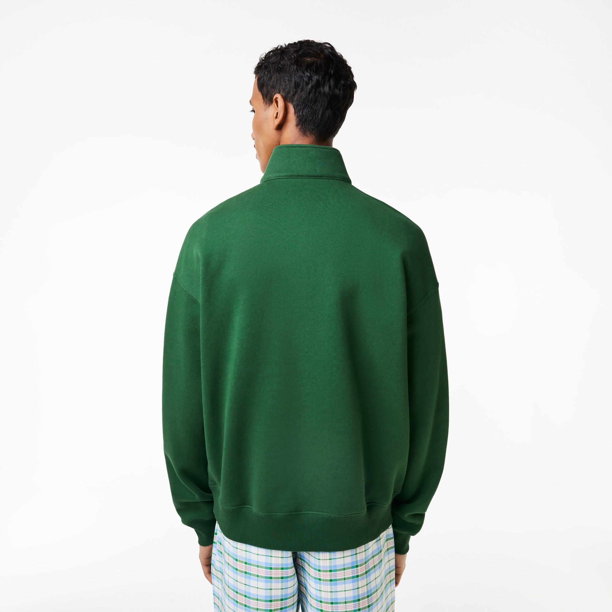 Lacoste Erkek Loose Fit Yarım Fermuarlı Organik Pamuk Baskılı Yeşil Sweatshirt