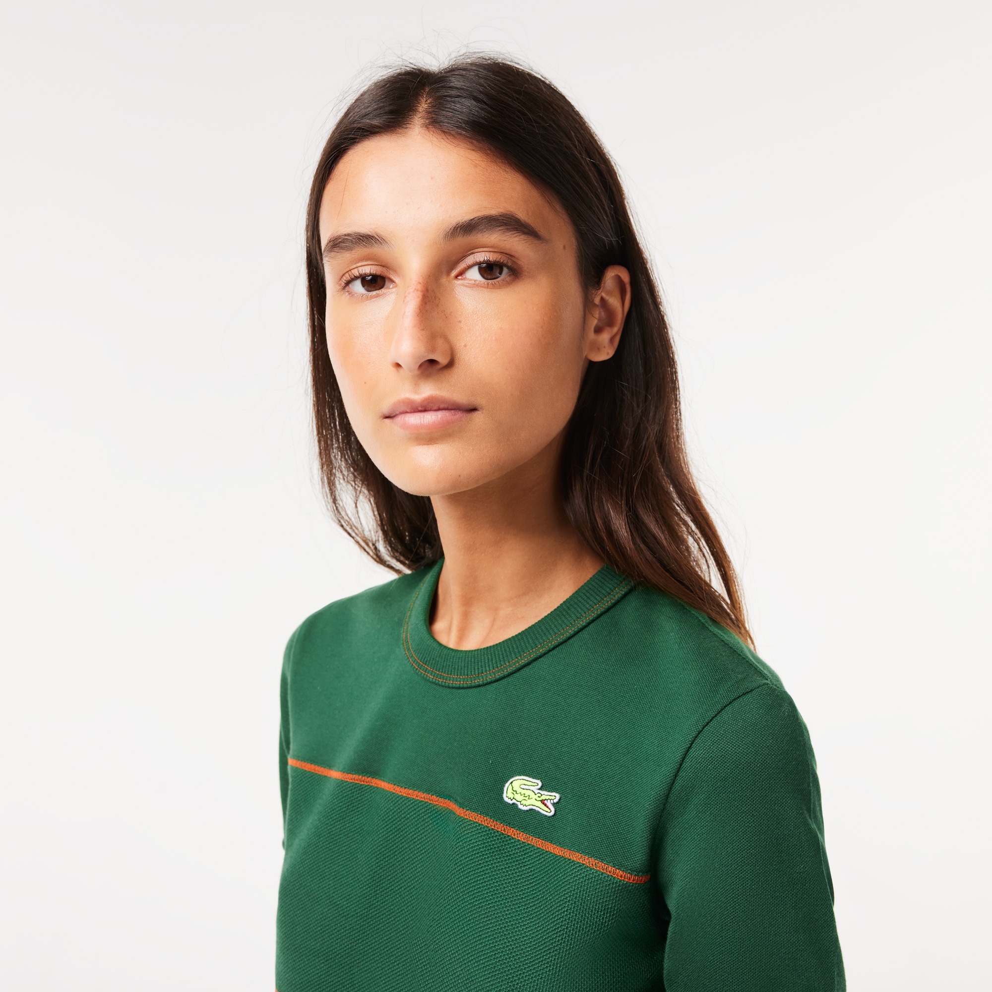Lacoste Kadın Slim Fit Bisiklet Yaka Yeşil T-Shirt