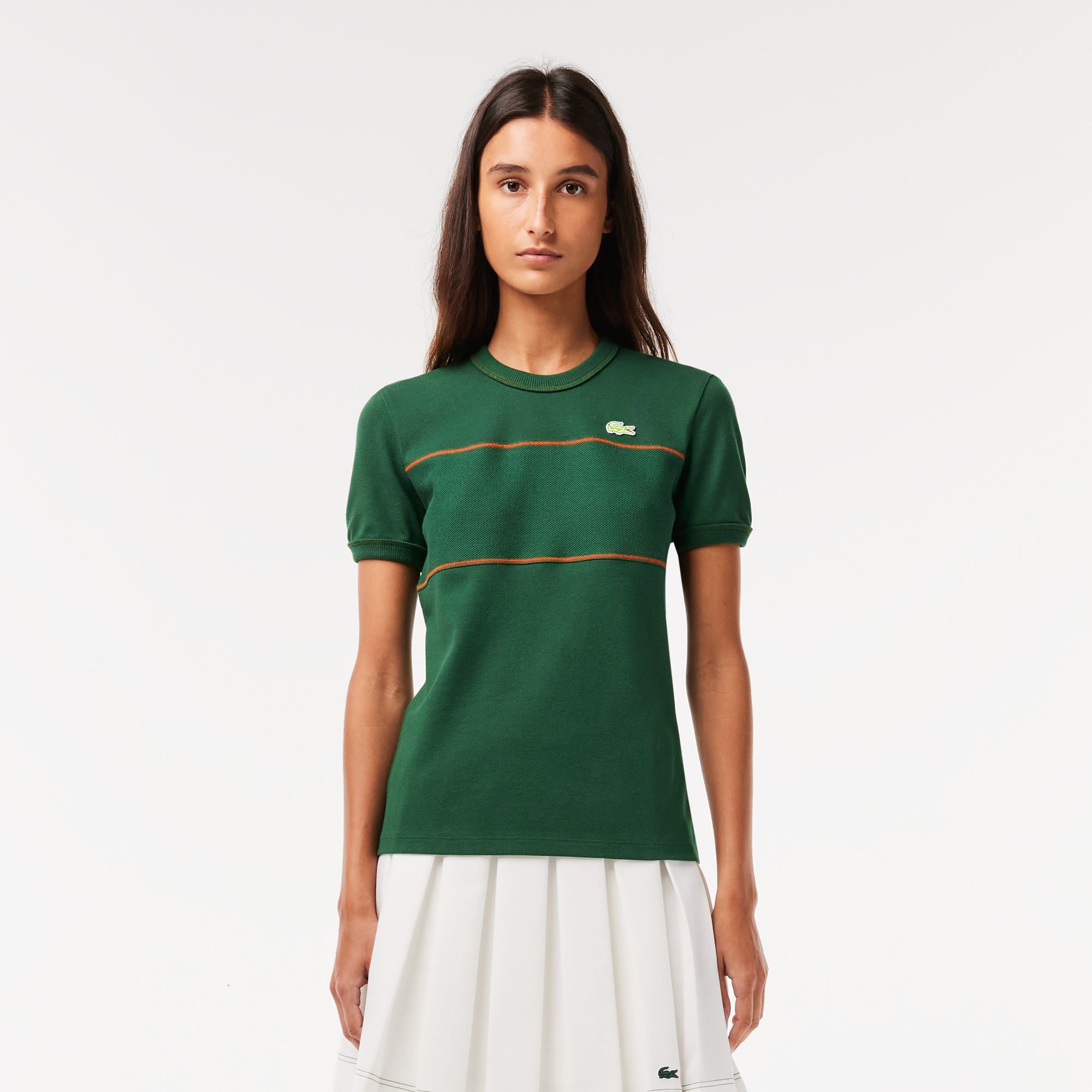 Lacoste Kadın Slim Fit Bisiklet Yaka Yeşil T-Shirt