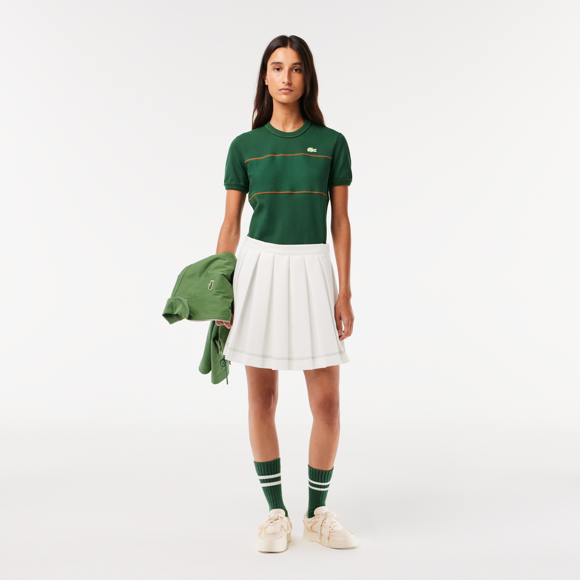 Lacoste Kadın Slim Fit Bisiklet Yaka Yeşil T-Shirt