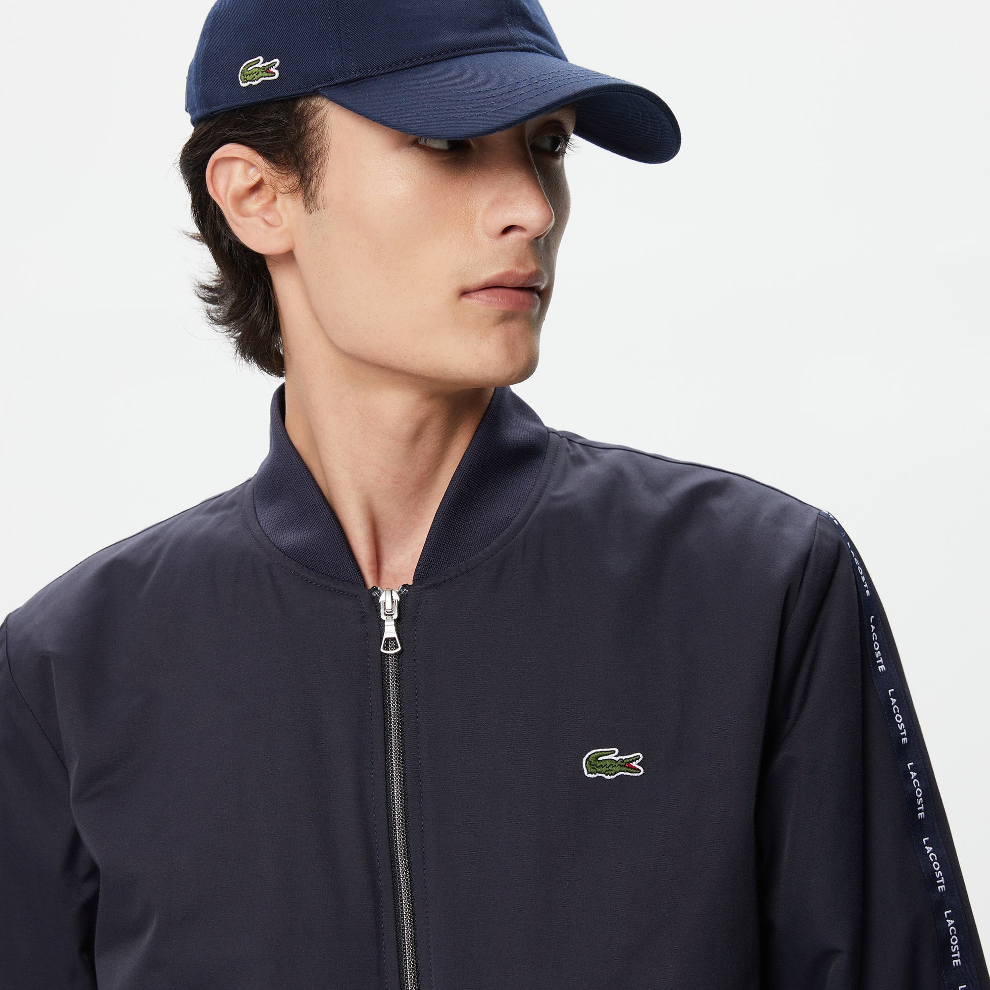 Lacoste Erkek Hakim Yaka Baskılı Lacivert Mont