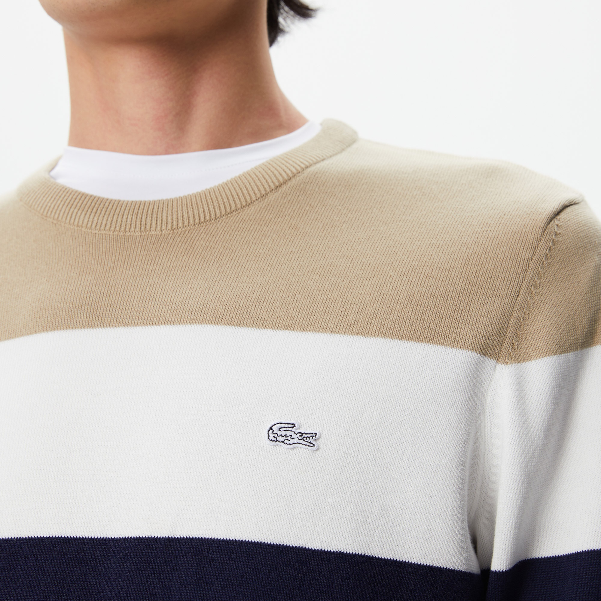 Lacoste Erkek Regular Fit Bisiklet Yaka Renk Bloklu Lacivert Kazak