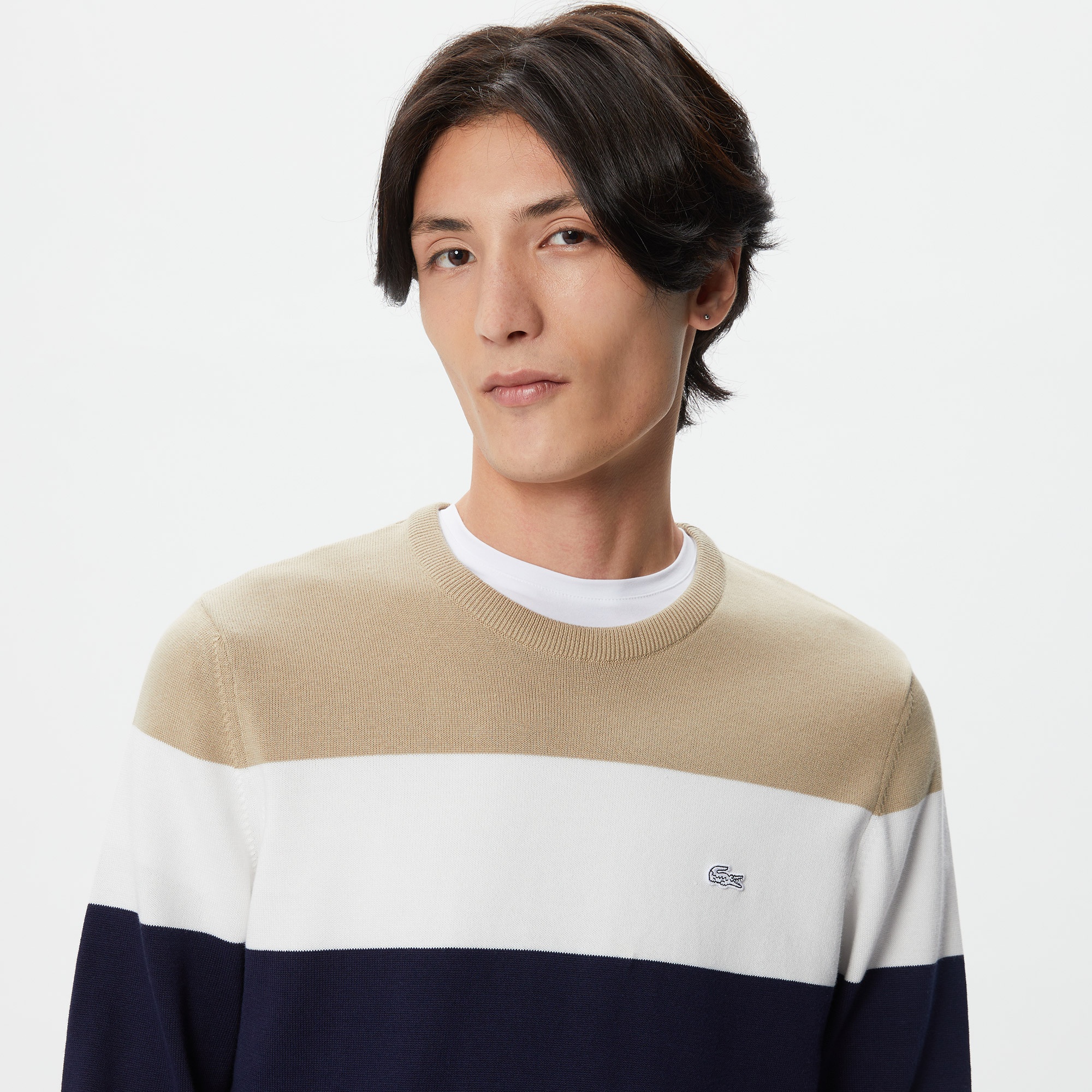 Lacoste Erkek Regular Fit Bisiklet Yaka Renk Bloklu Lacivert Kazak