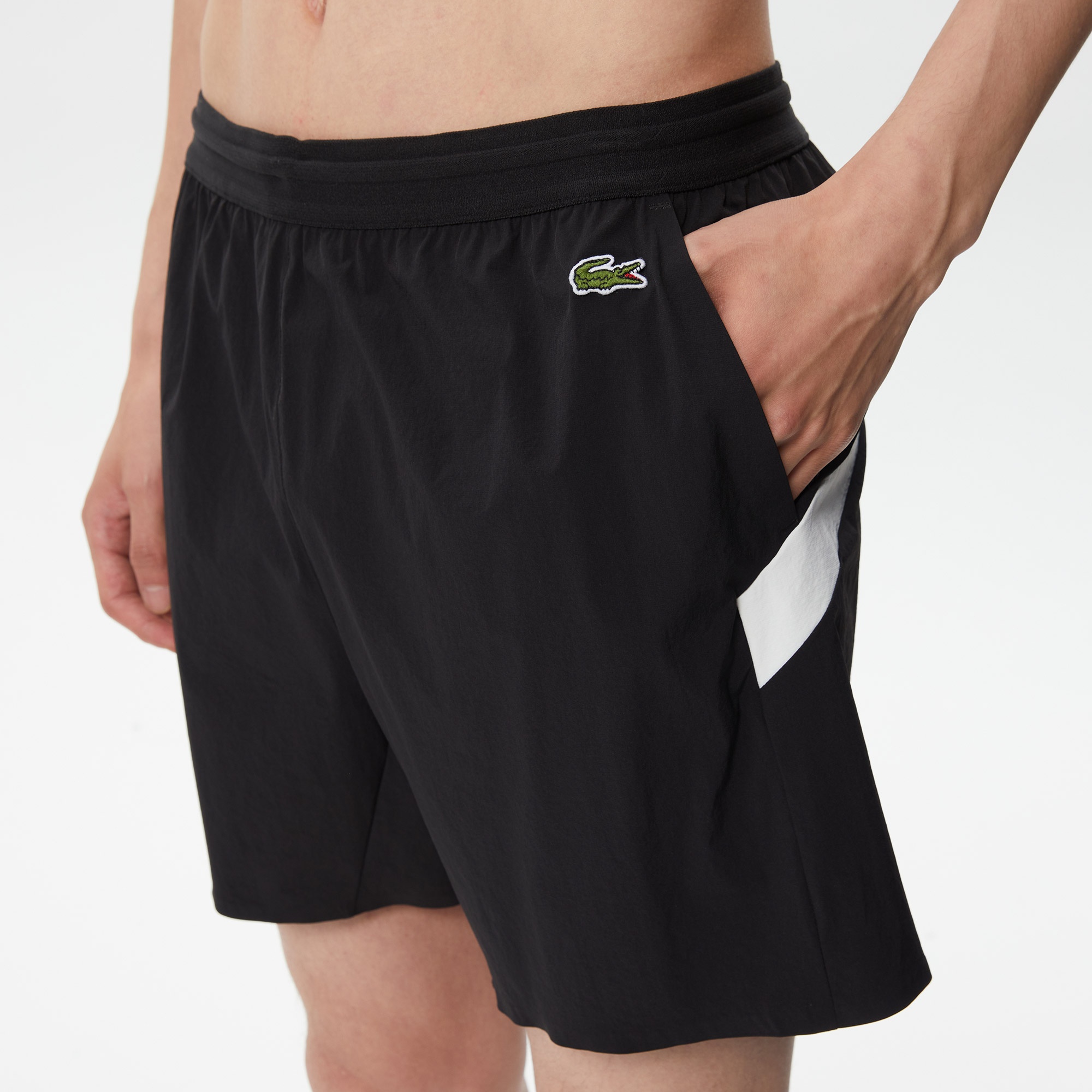 Lacoste Erkek Renk Bloklu Siyah Mayo Şort