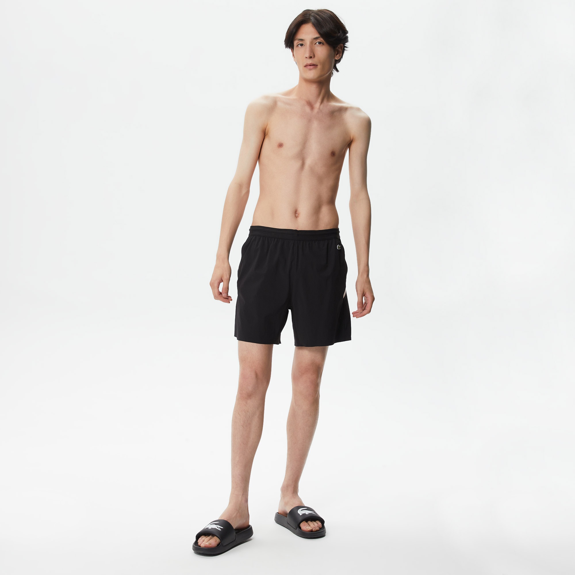 Lacoste Erkek Renk Bloklu Siyah Mayo Şort