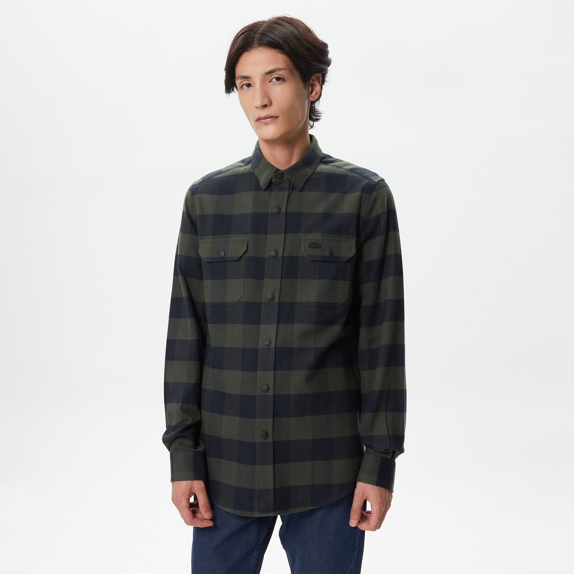 Lacoste Erkek Slim Fit Ekose Haki Gömlek
