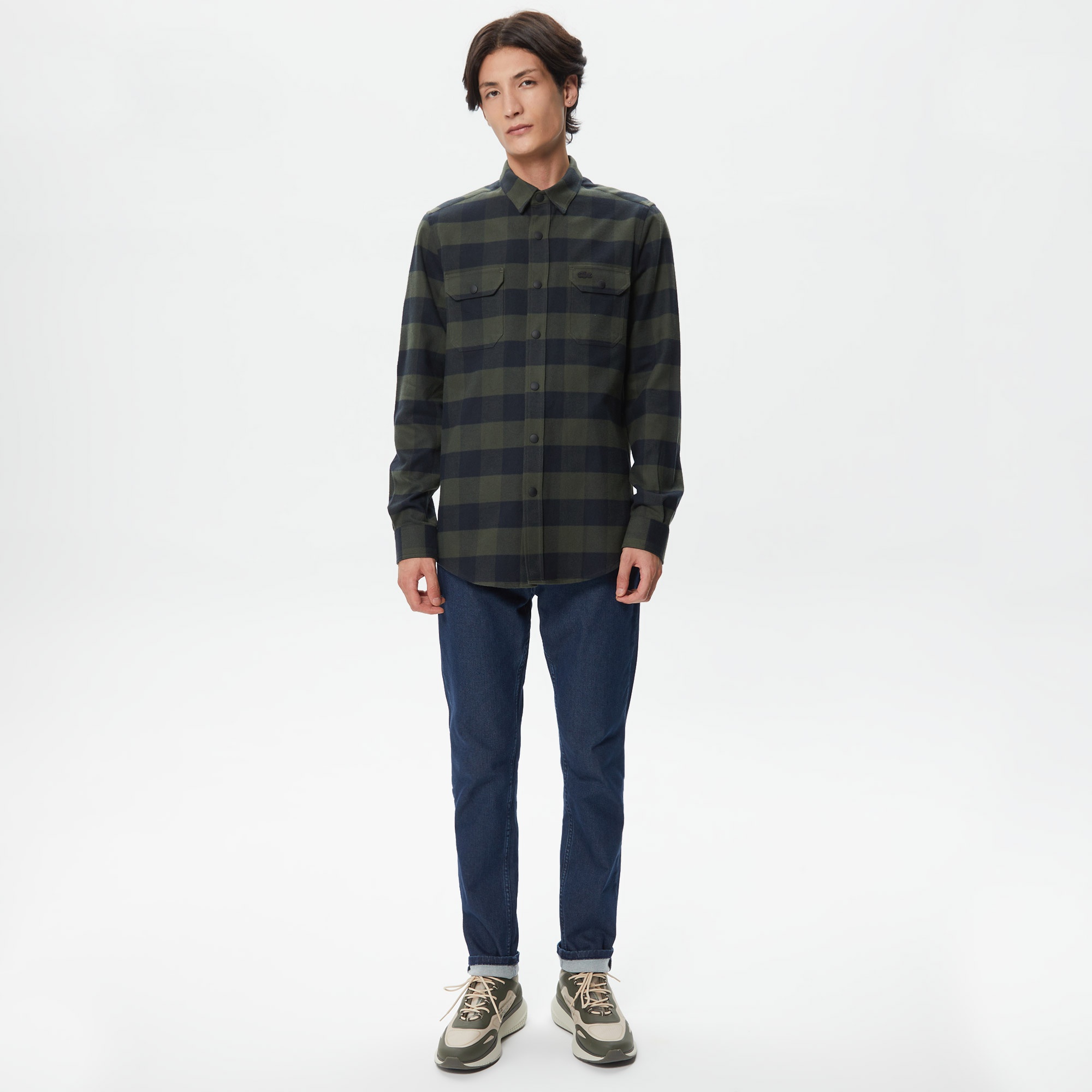 Lacoste Erkek Slim Fit Ekose Haki Gömlek