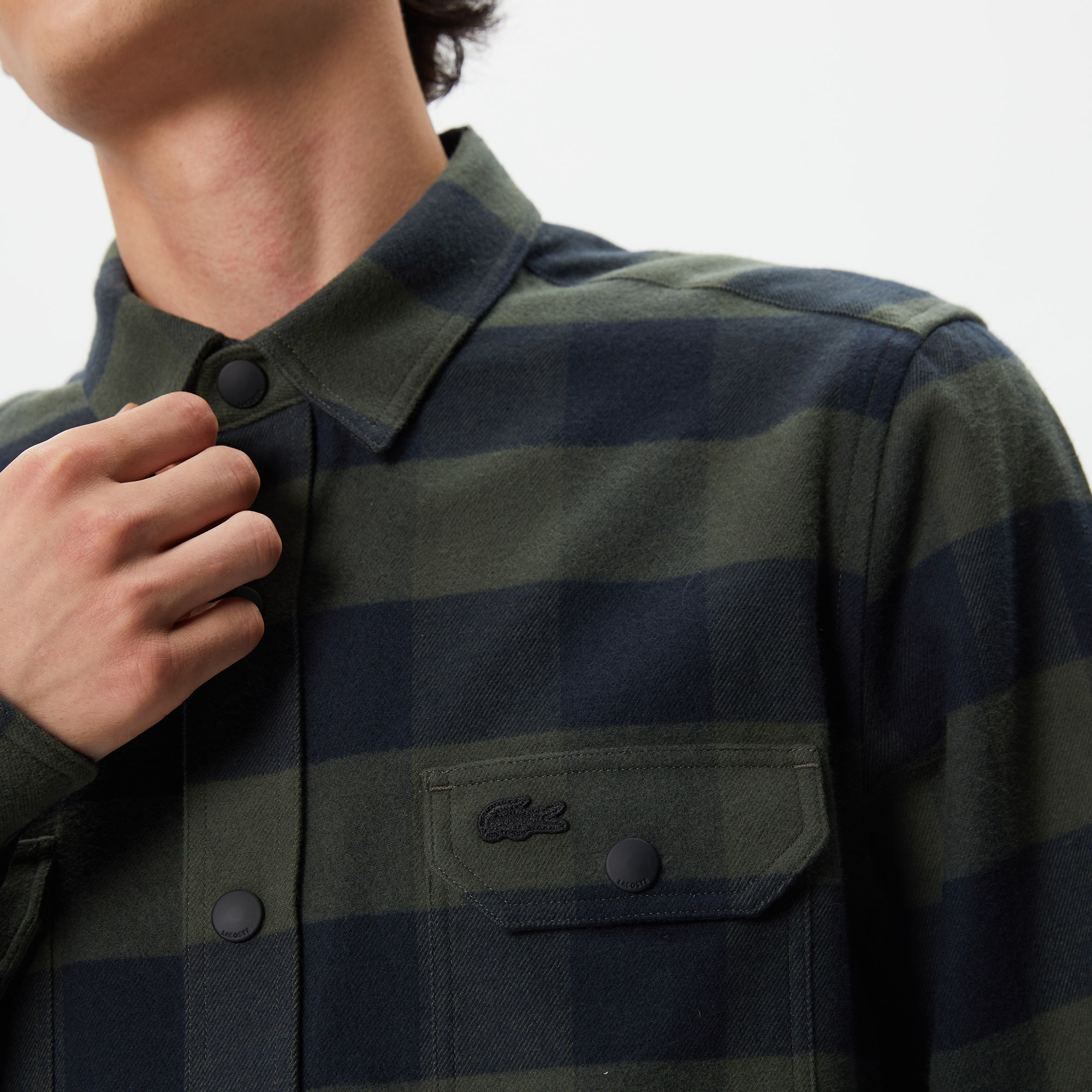 Lacoste Erkek Slim Fit Ekose Haki Gömlek