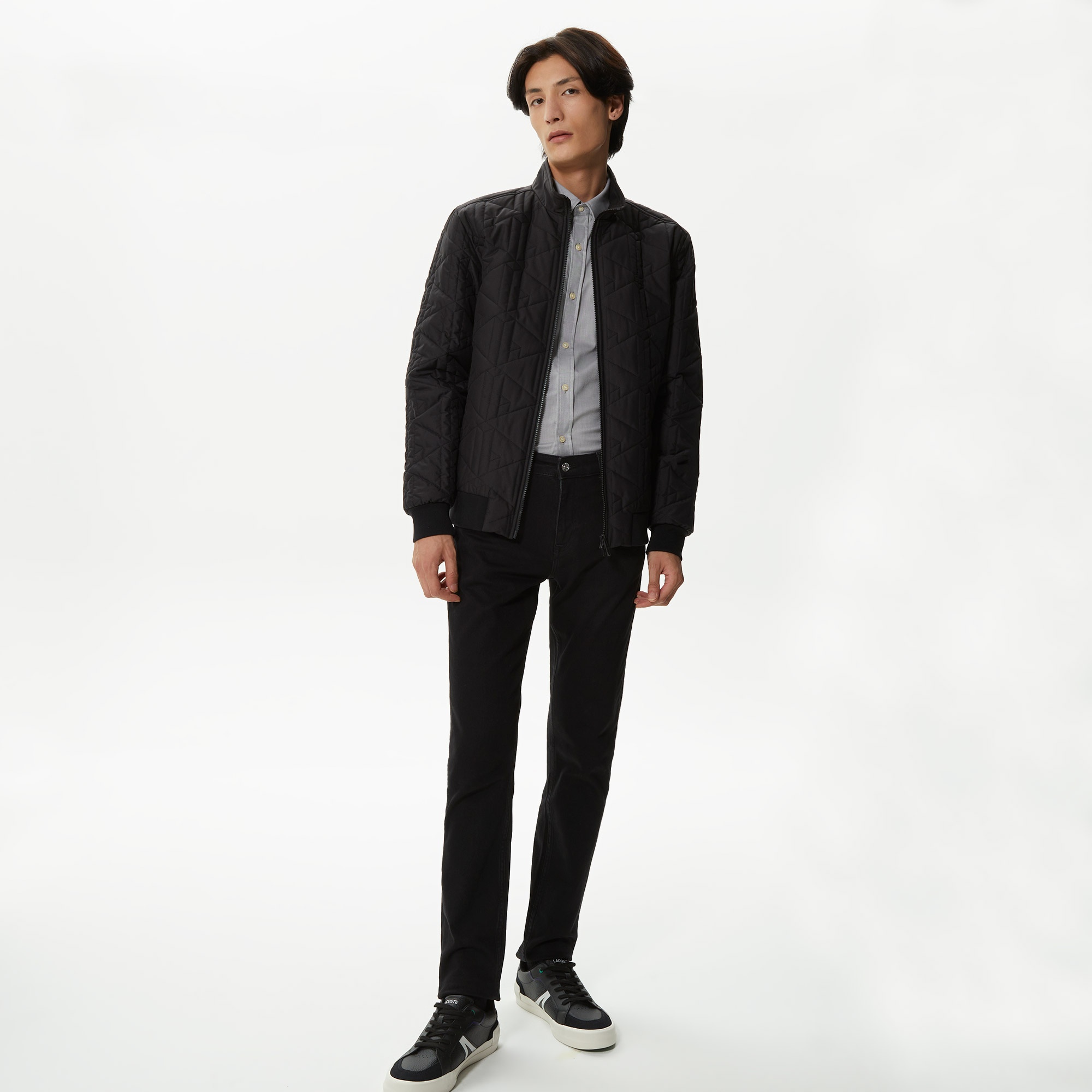 Lacoste Erkek Dik Yaka Monogram Siyah Mont
